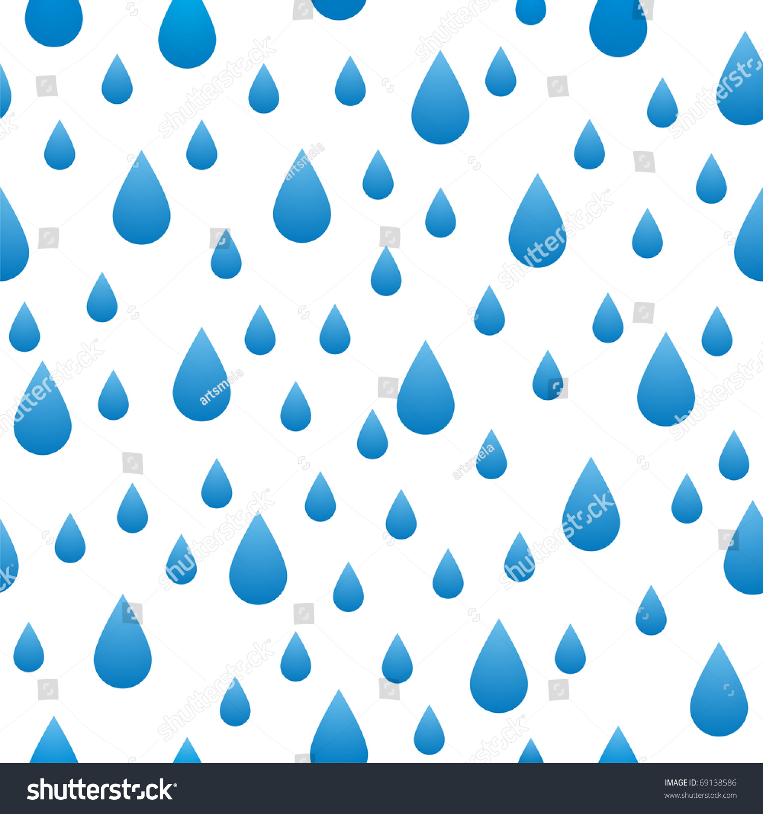 Background With Stylized Blue Raindrops Seamless Stock Vector