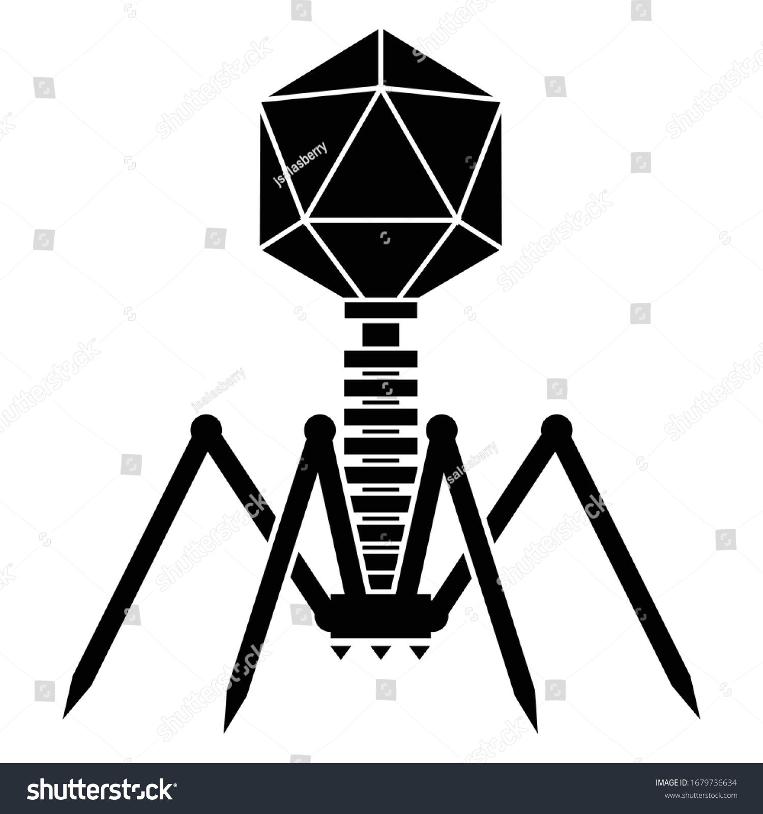 Bacteriophage Virus Model Green Stock Vector Royalty Free 1679736634