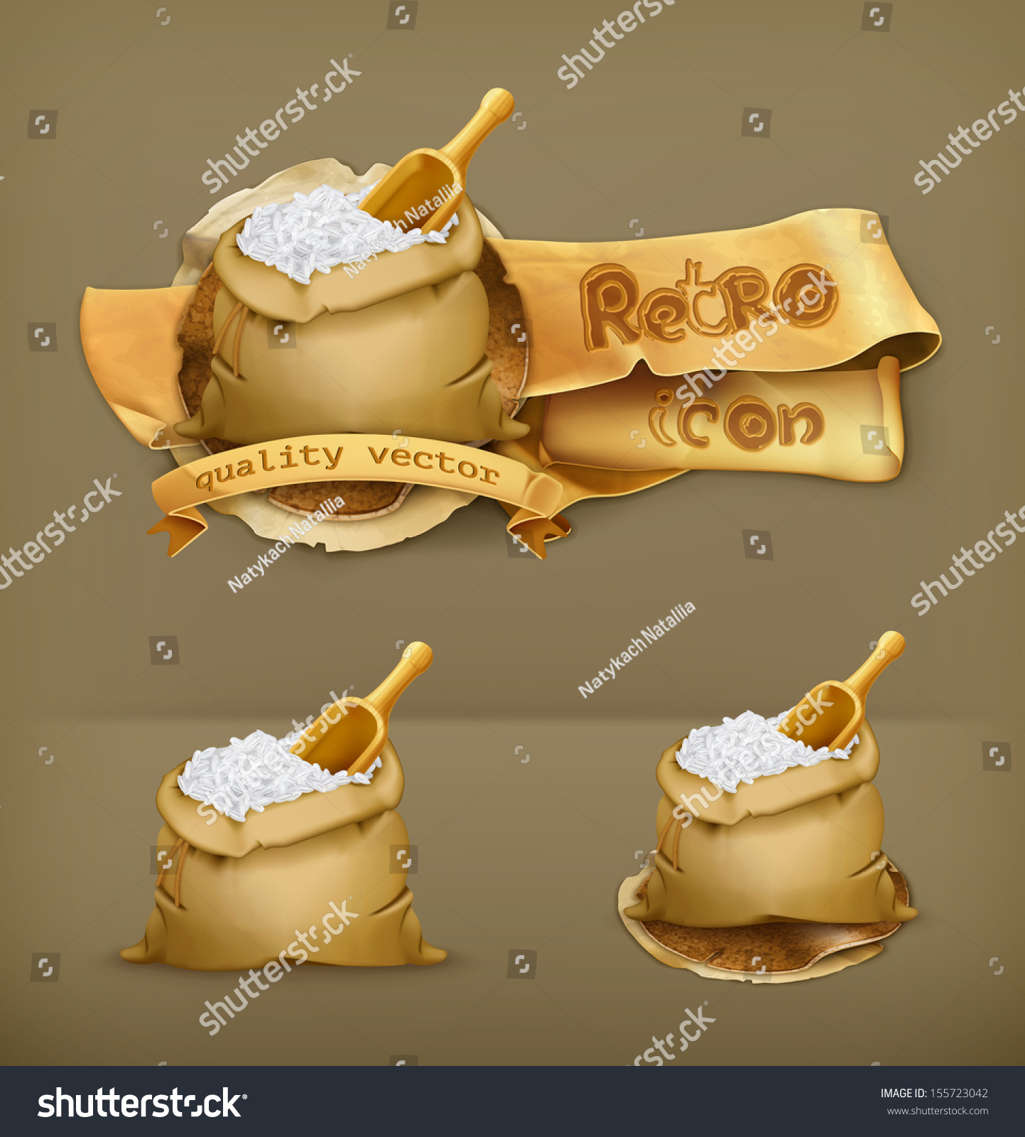 Bag Of Rice, Vector Icon - 155723042 : Shutterstock