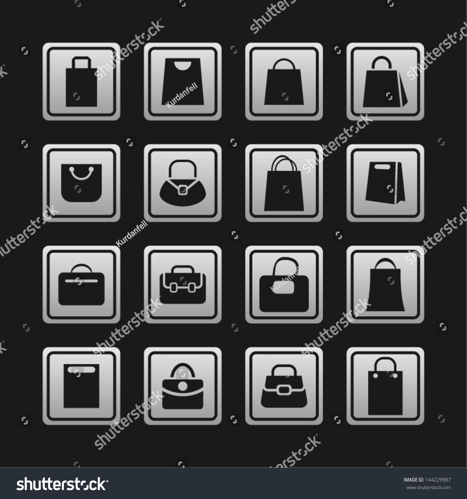 Bag Pictogram And Icons Stock Vector Illustration 144229987 Shutterstock