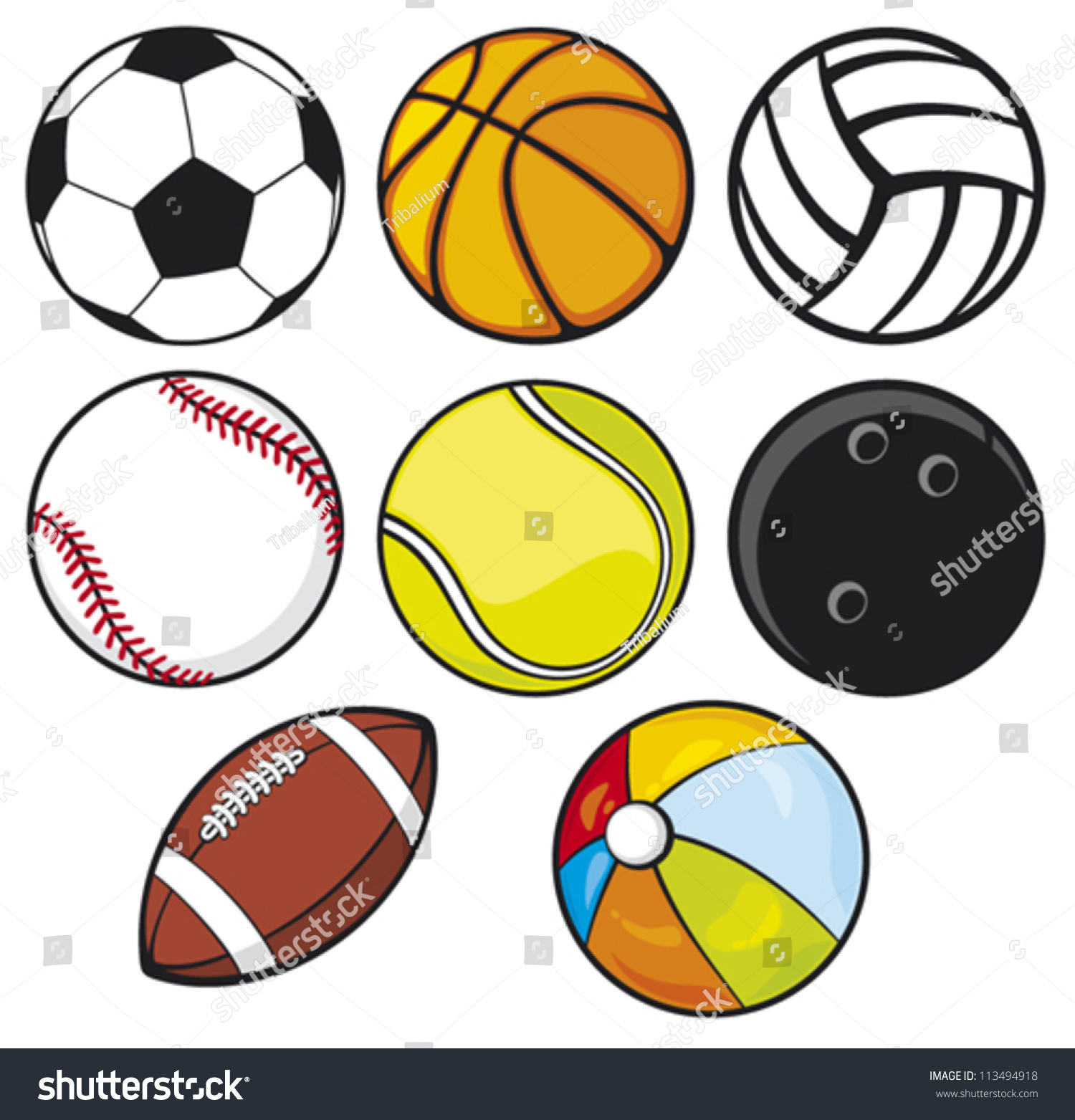 Ball Collection - Beach Ball, Tennis Ball, American ...