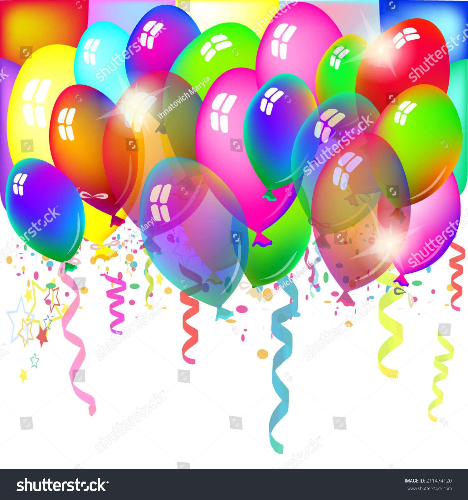 Balloons And Confetti. Vector - 211474120 : Shutterstock