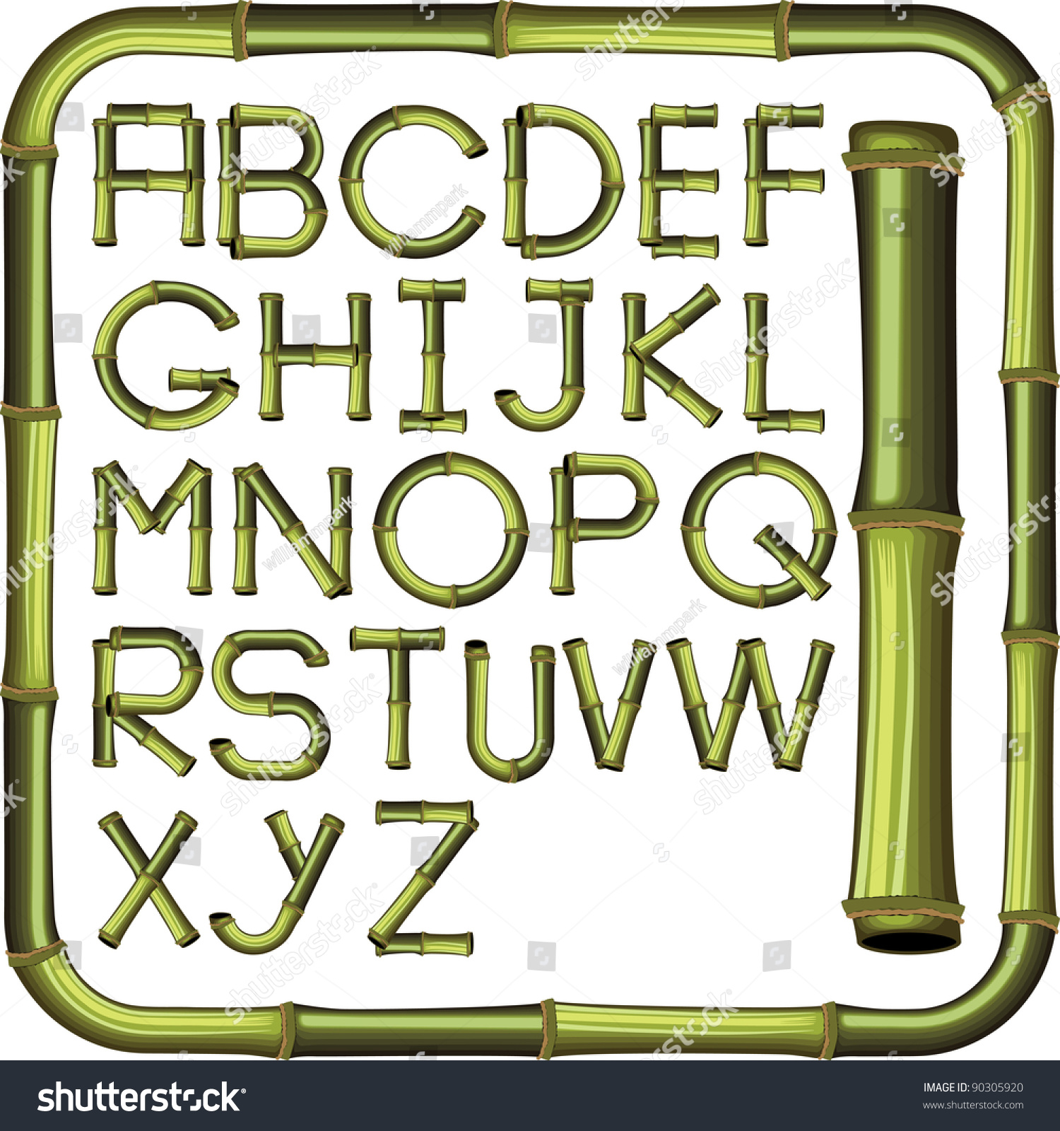 Bamboo Alphabet Stock Vector Illustration 90305920 Shutterstock