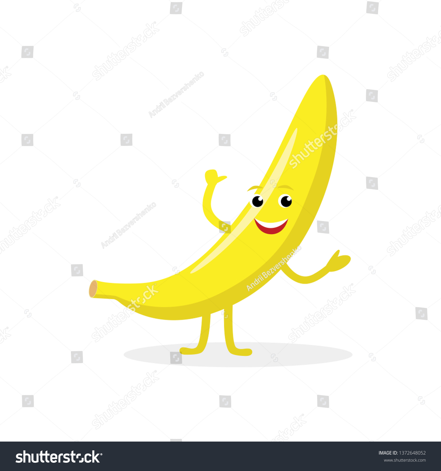 Banana Cartoon Character Isolated On White Stock Vector Royalty Free