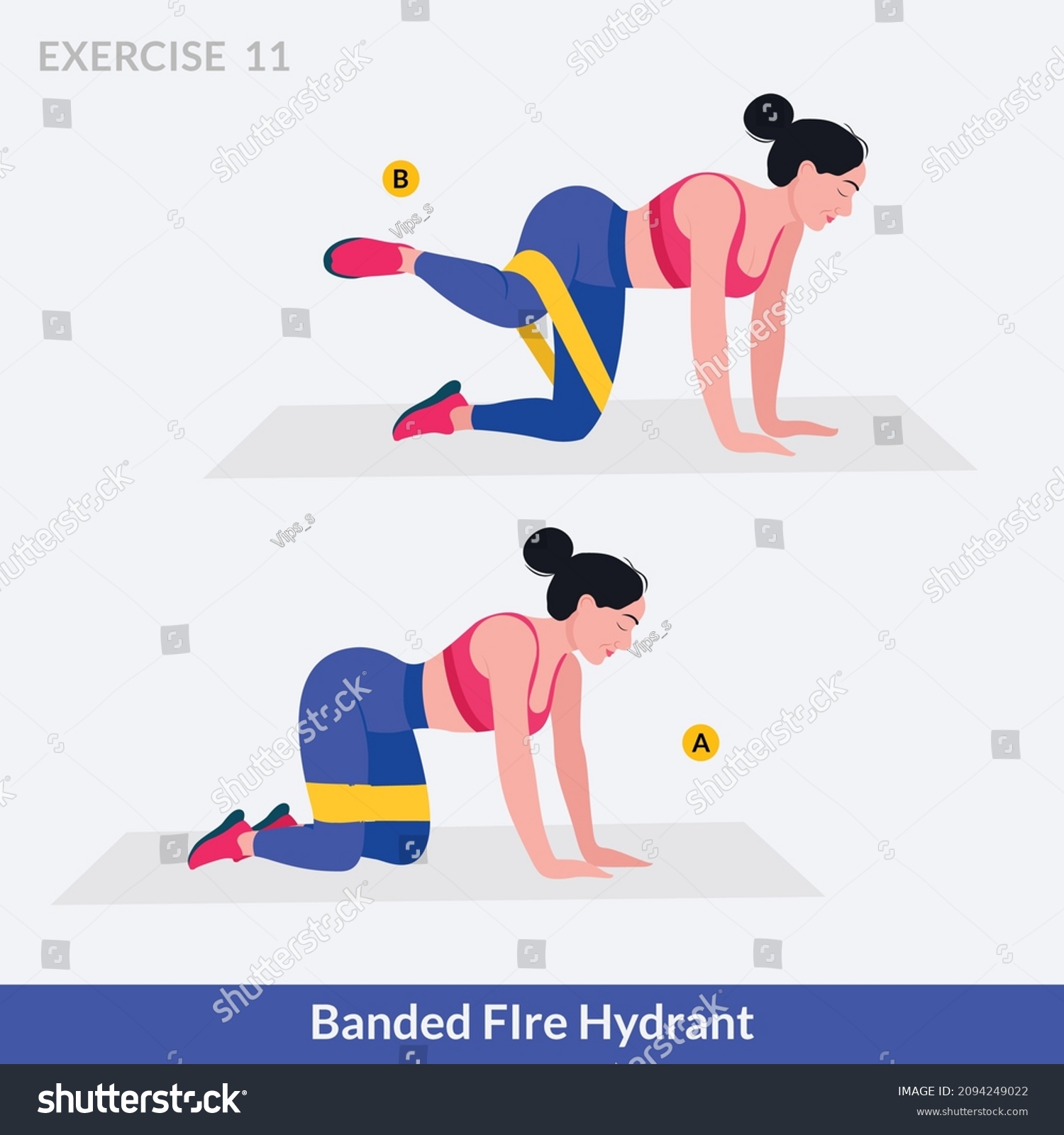 Banded Fire Hydrant Exercise Woman Workout Stock Vector Royalty Free