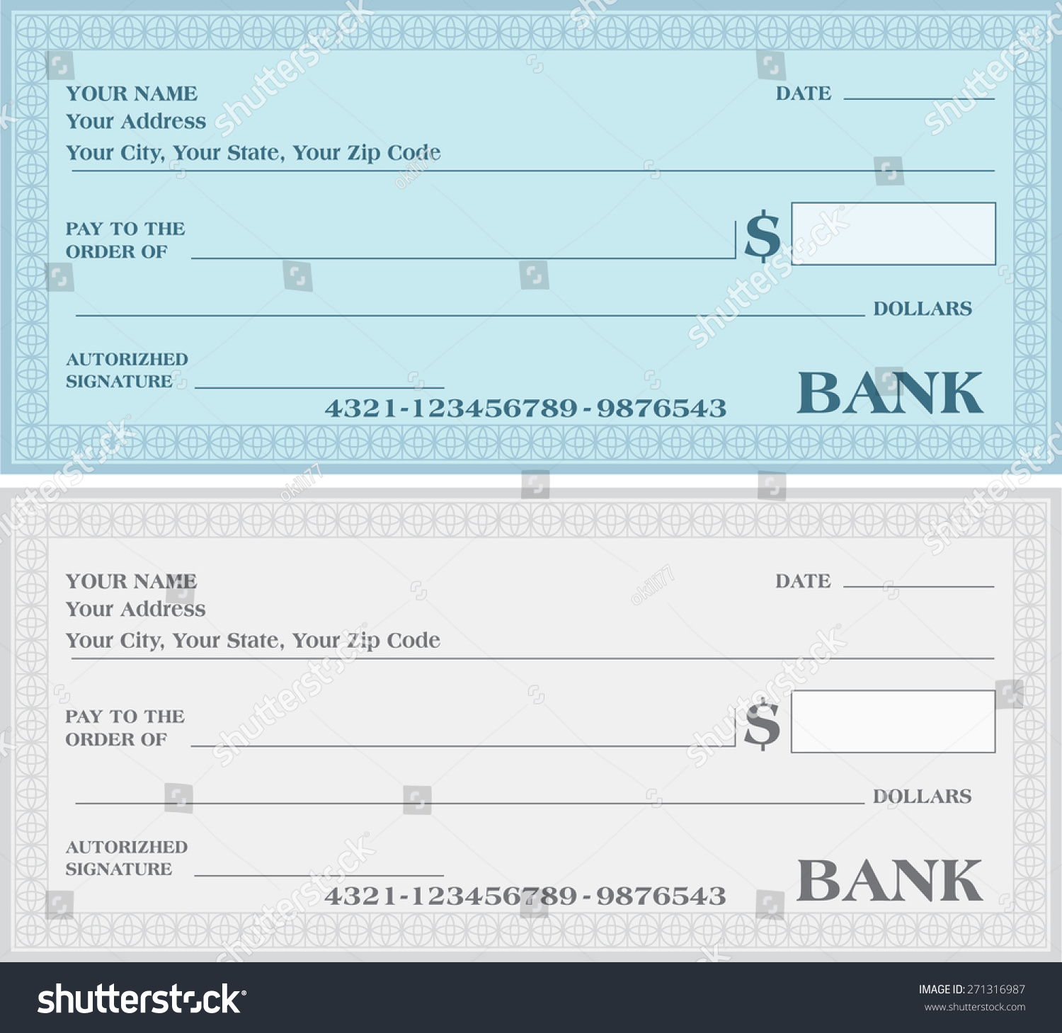 Bank Check Bank Cheque Vector Stock Vector 271316987 - Shutterstock