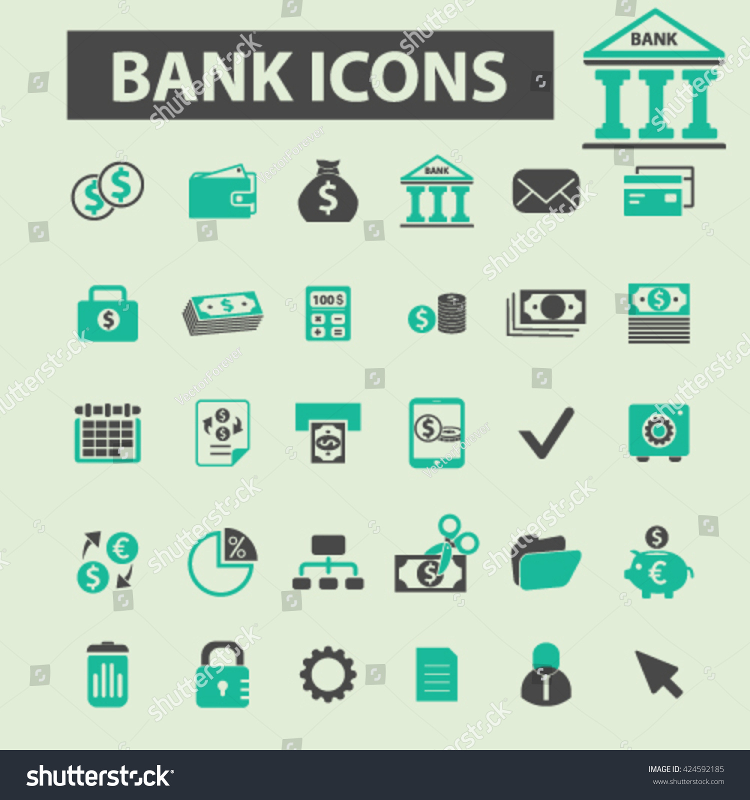 Bank Icons Stock Vector 424592185 : Shutterstock