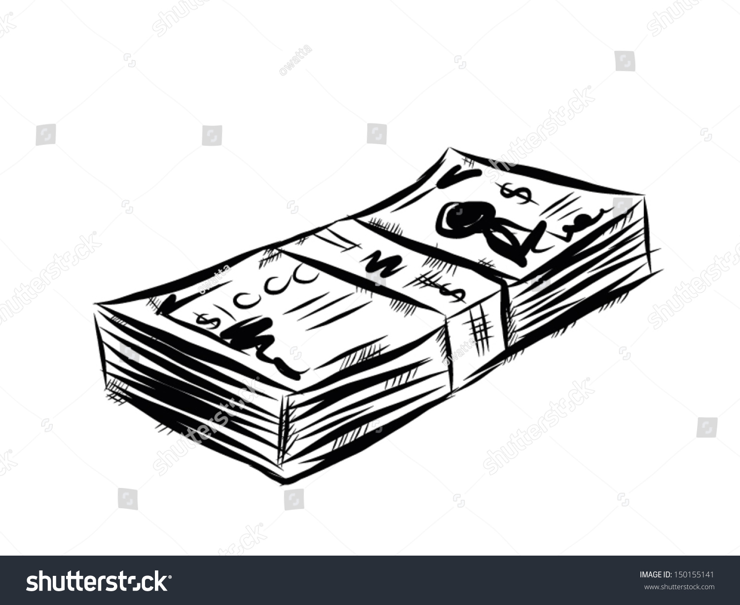 Banknote Cartoon Vector Illustration Hand Drawn Stock Vector Royalty