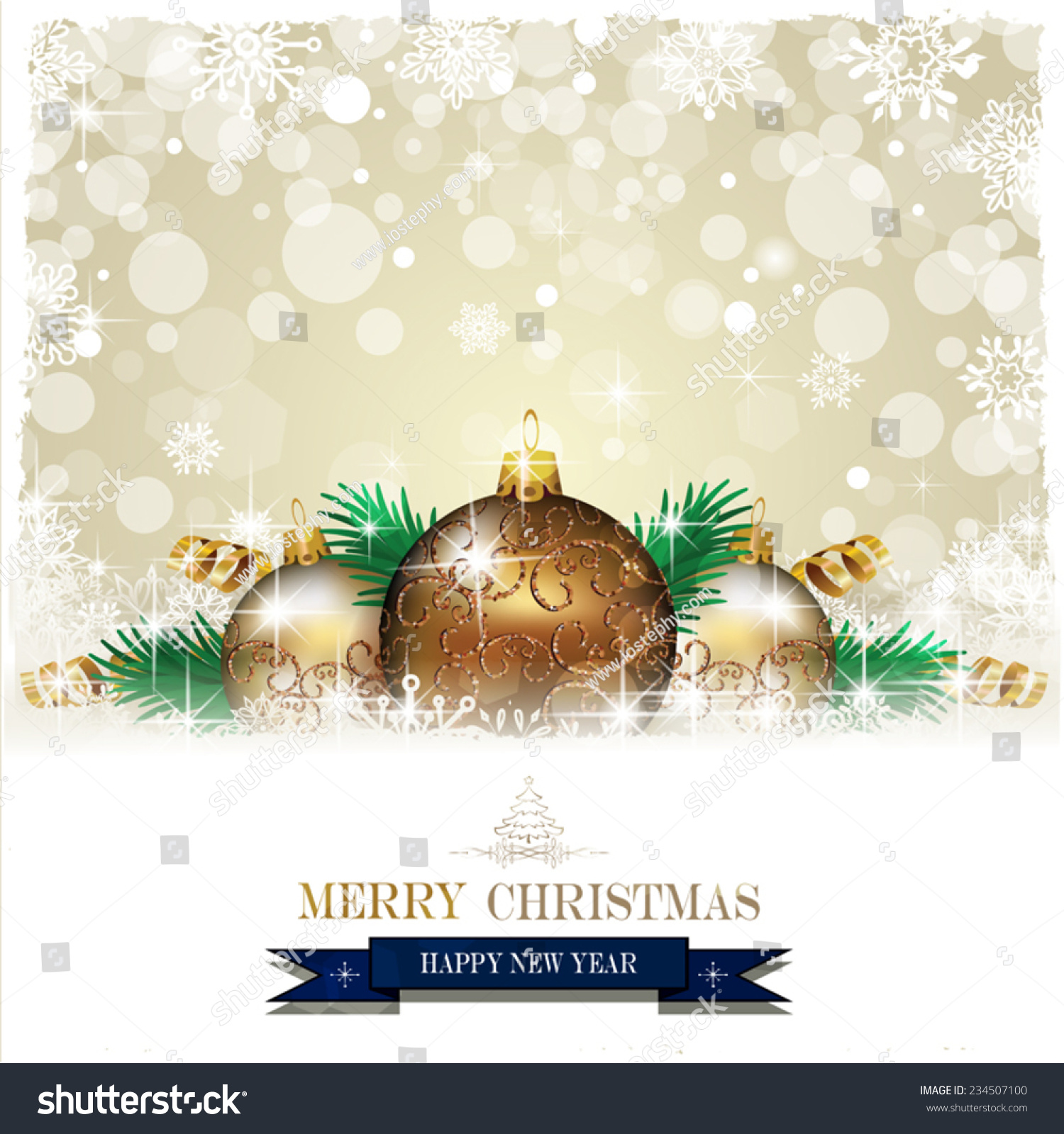 Banner Christmas Baubles And Decorations On Light Background-Lights Of