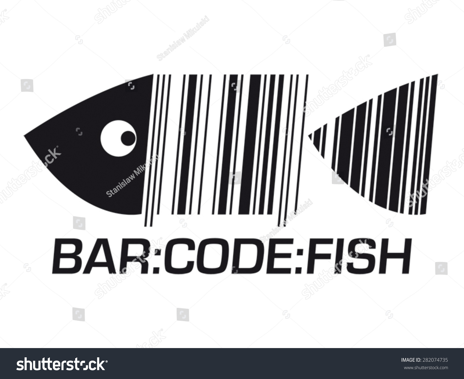 BarCodeFish, Barcode Fish, Bar Codefish Logo Stock Vector