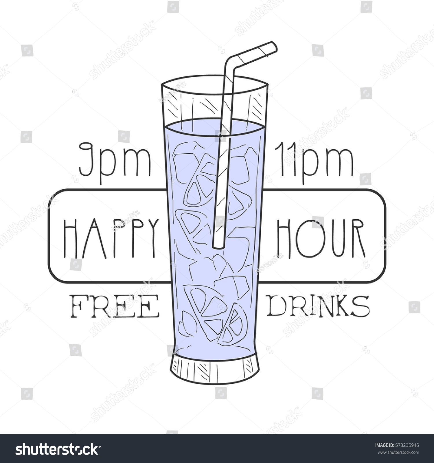 Bar Happy Hour Promotion Sign Design Stock Vector Royalty Free 573235945