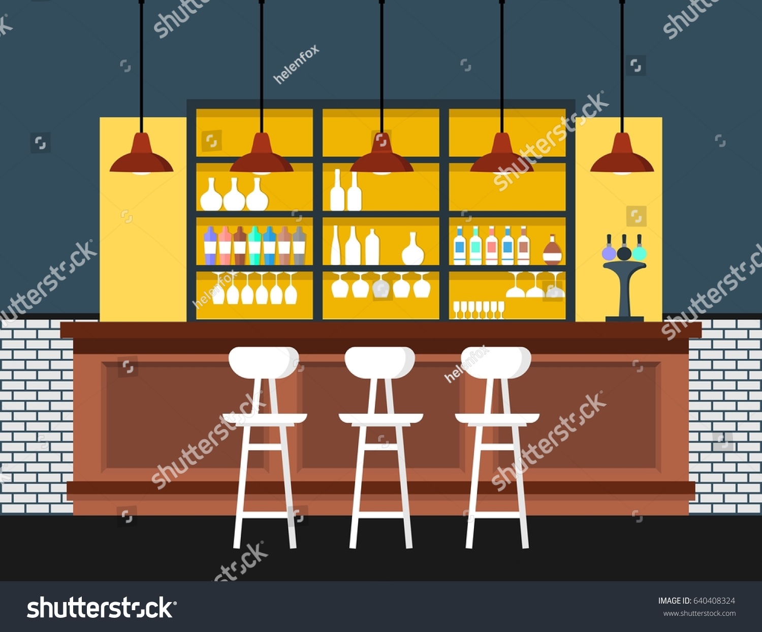 Bar Interior Counter Vector Illustration Stock Vector Royalty Free