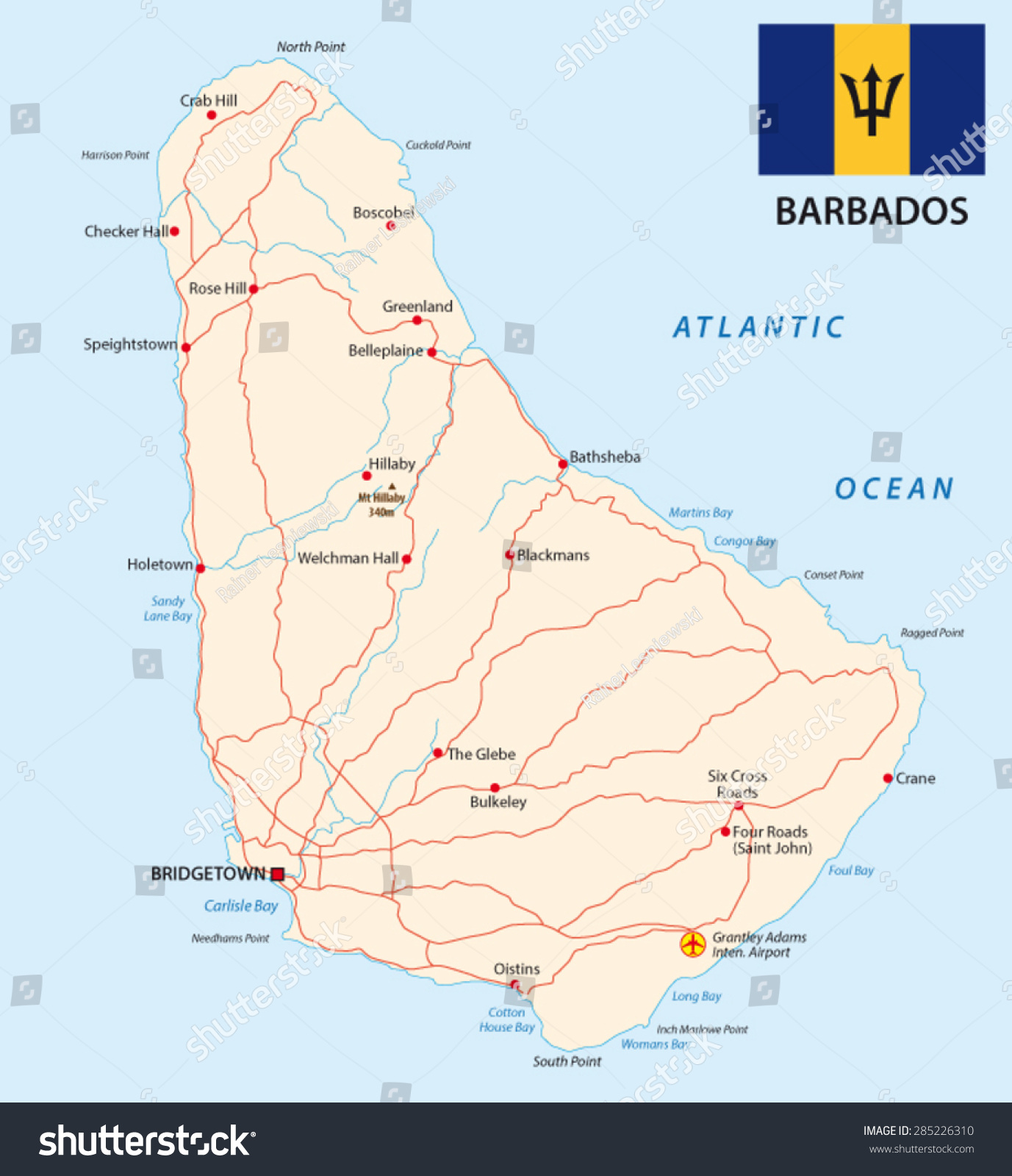 Barbados Map Flag Stock Vector Royalty Free Shutterstock