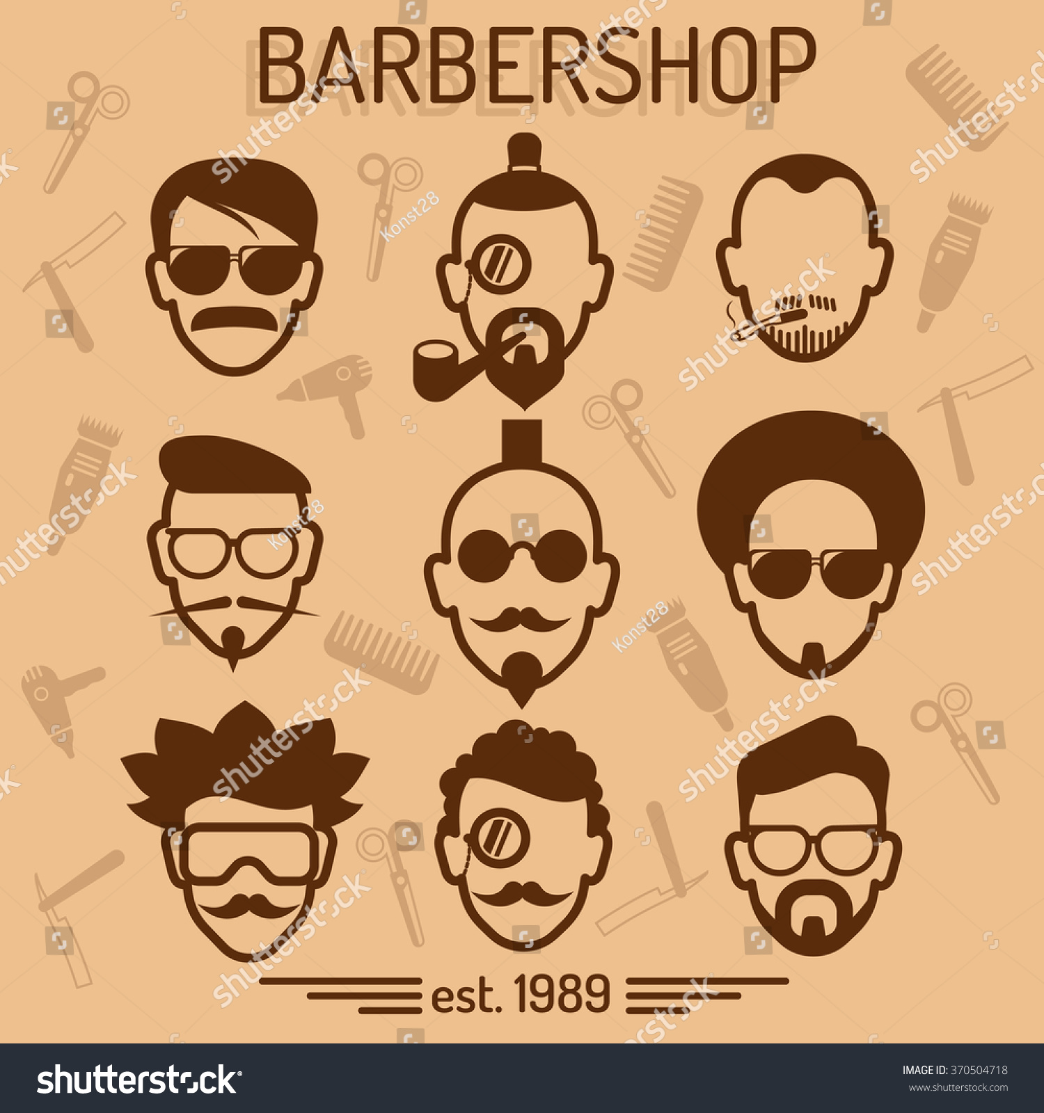 Barbershop. Set Hairstyles. Stock Vector Illustration 370504718