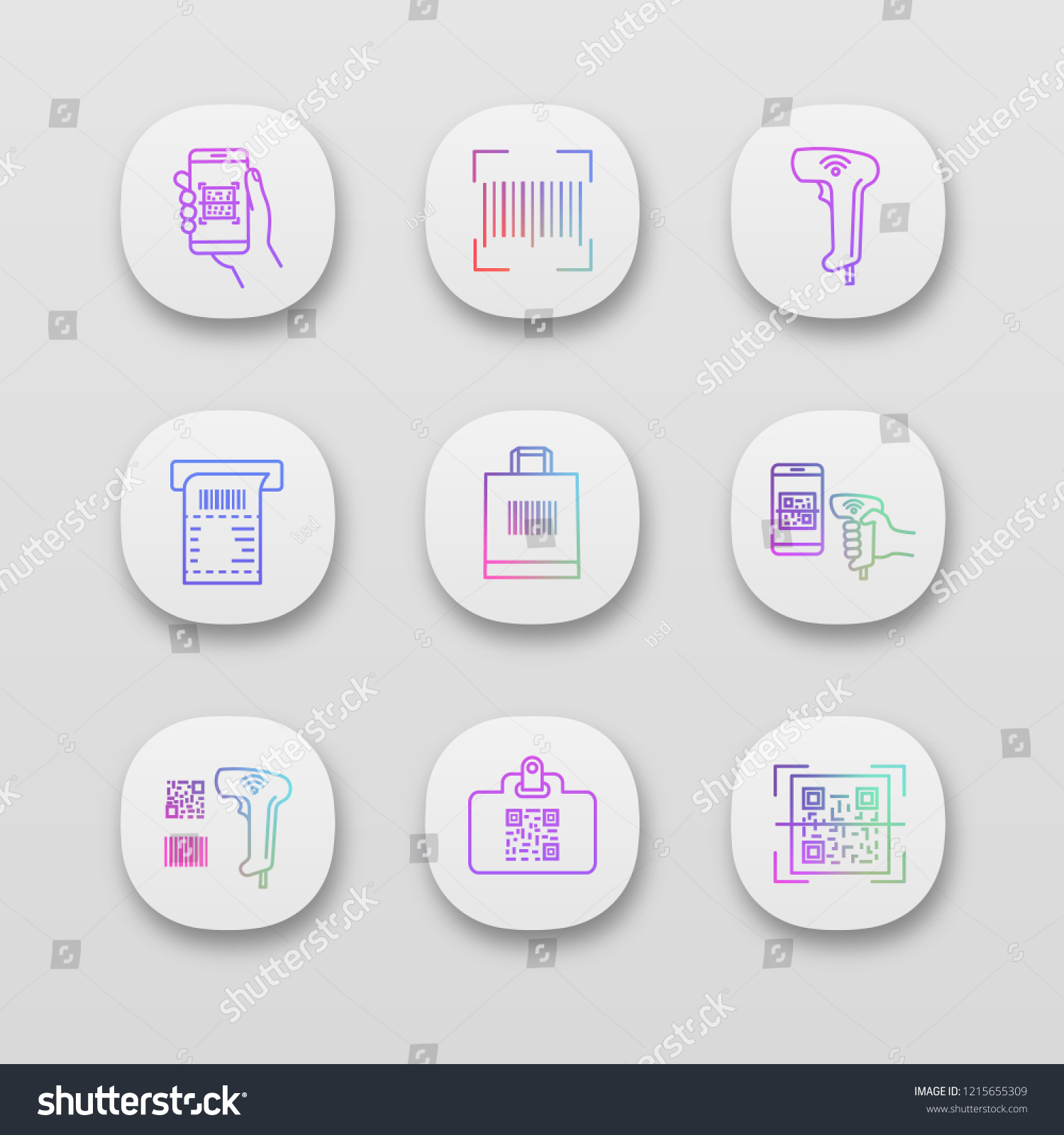 Barcodes App Icons Set Smartphone Barcode Stock Vector Royalty Free