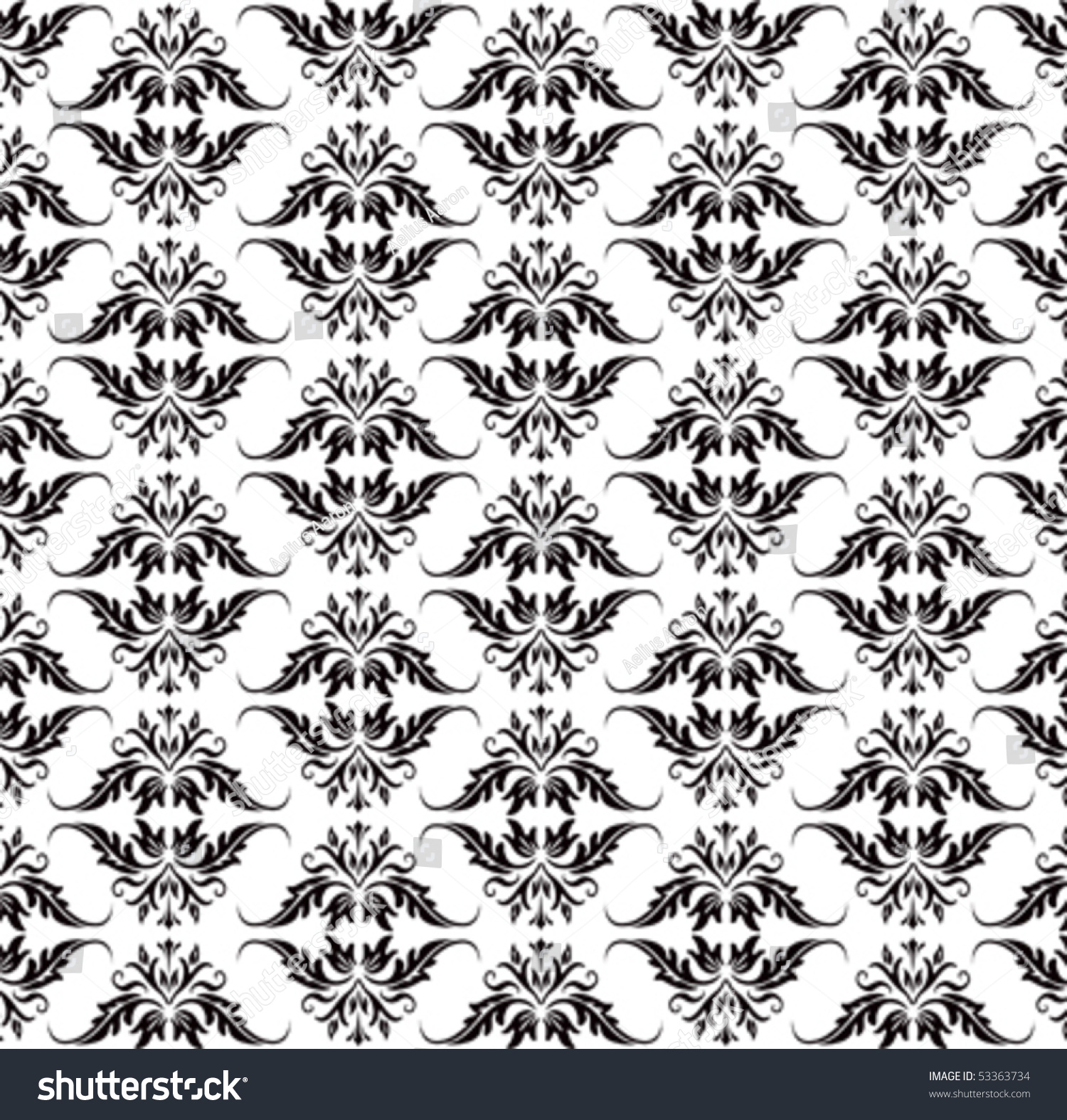 Baroque Vector Pattern Black And White - 53363734 : Shutterstock