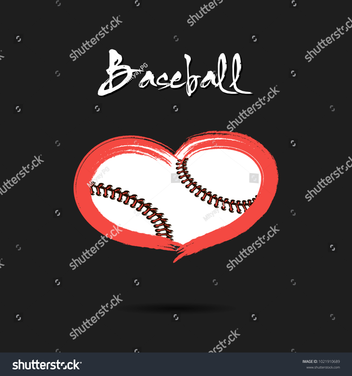 Baseball Ball Shaped Heart Vector Illustration Stock Vector Royalty