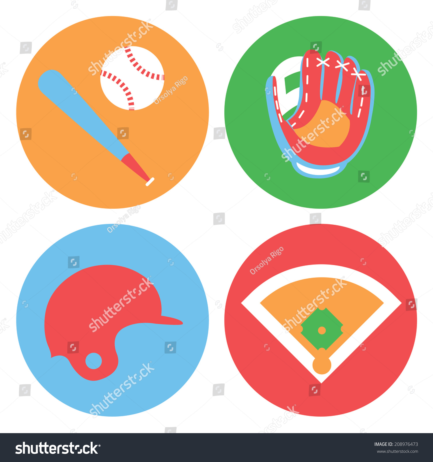 Baseball Collection / Vector Illustration / Baseball Icons Set / Flat