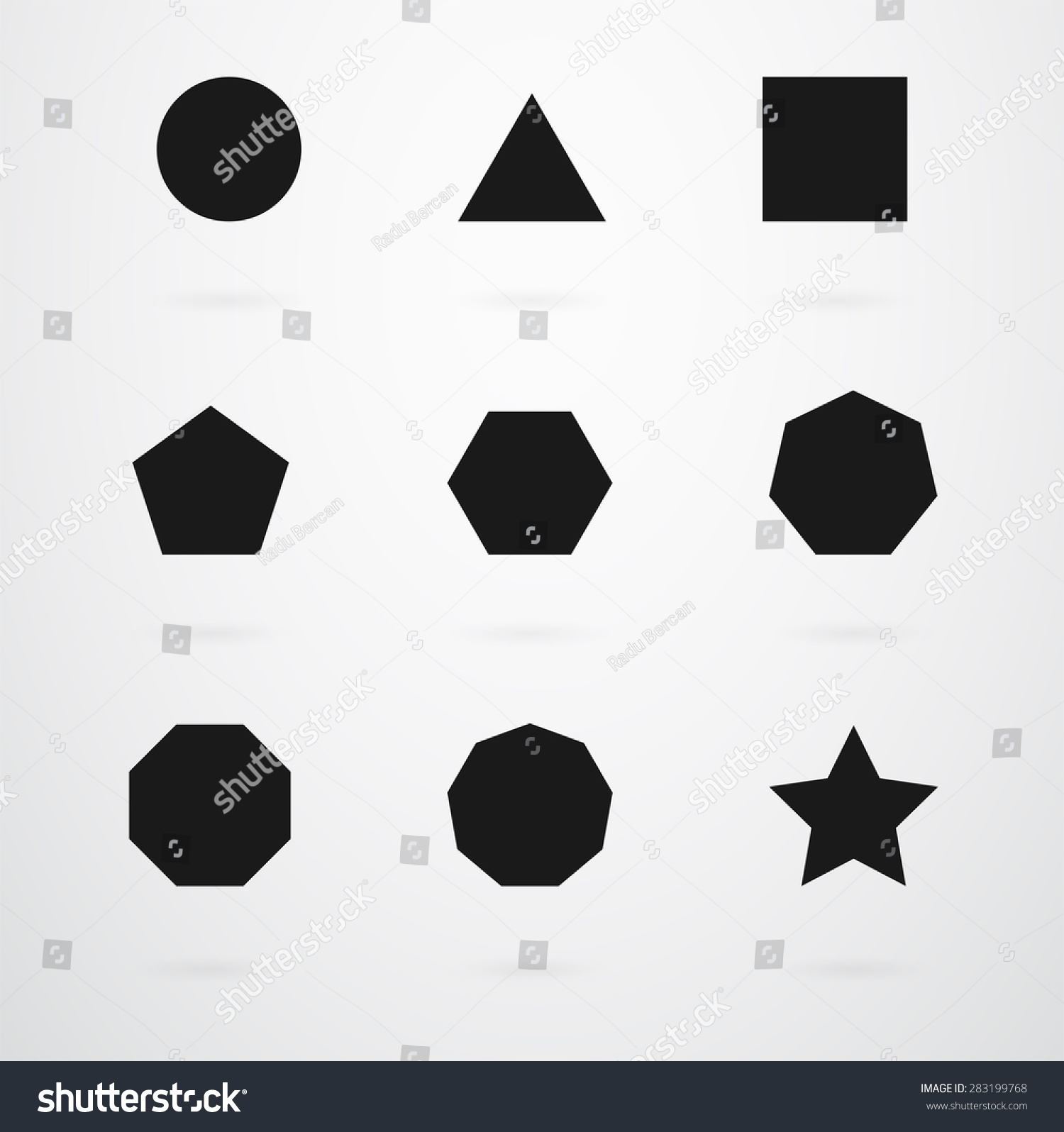 Basic Geometric Shapes Vector Icon Set - 283199768 : Shutterstock
