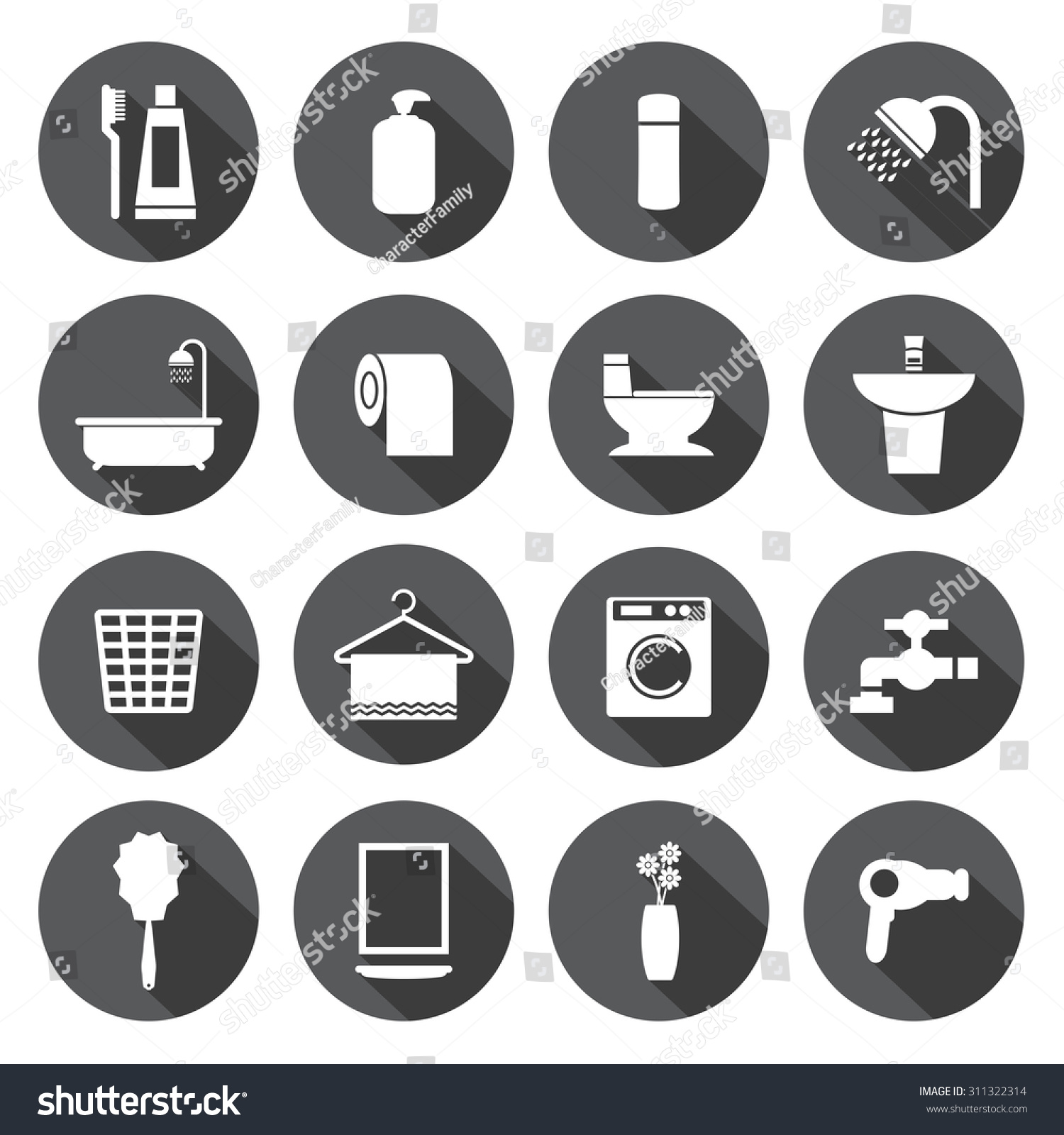 Bathroom Icons Set Stock Vector Illustration Shutterstock