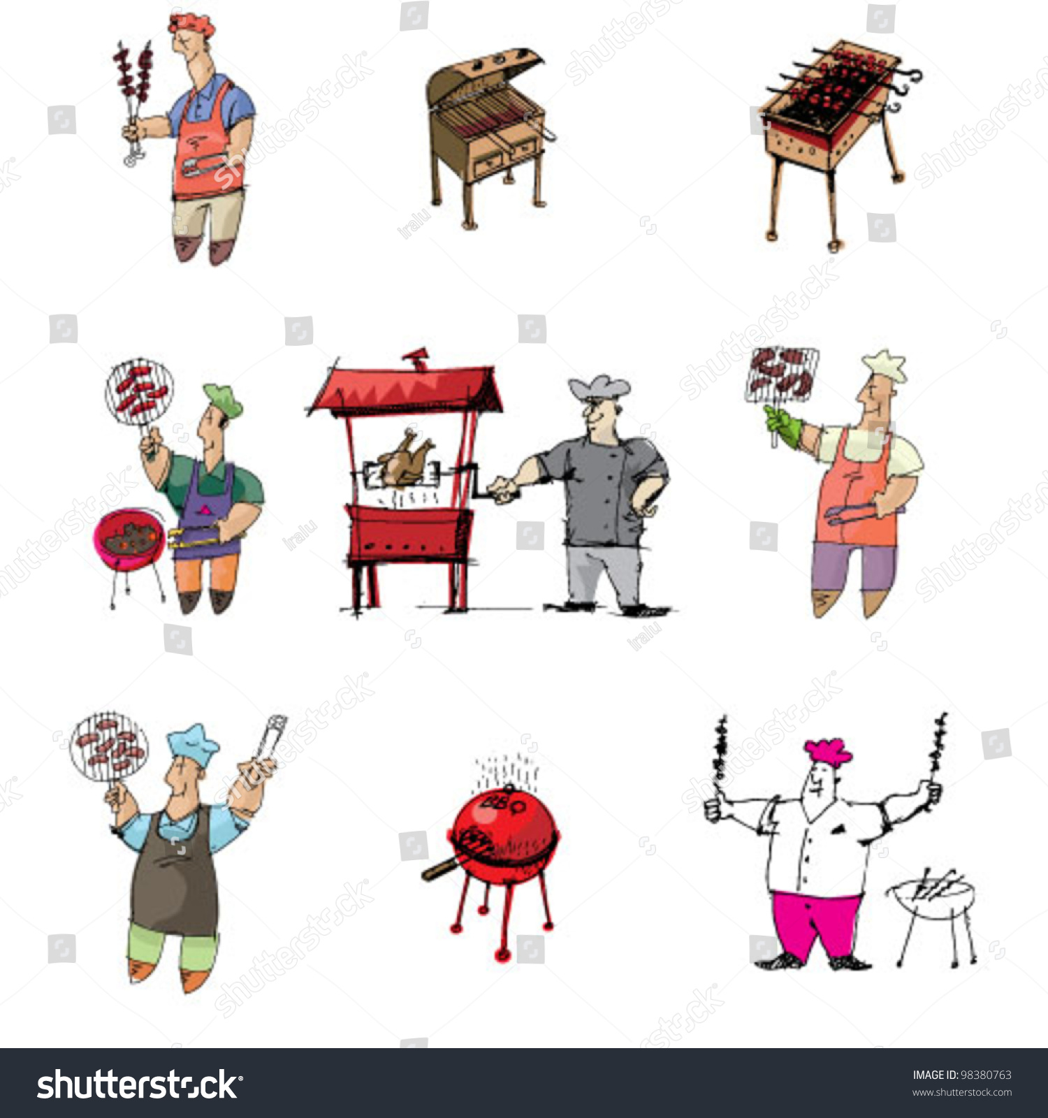 Bbq Set - Cartoon Stock Vector Illustration 98380763 : Shutterstock