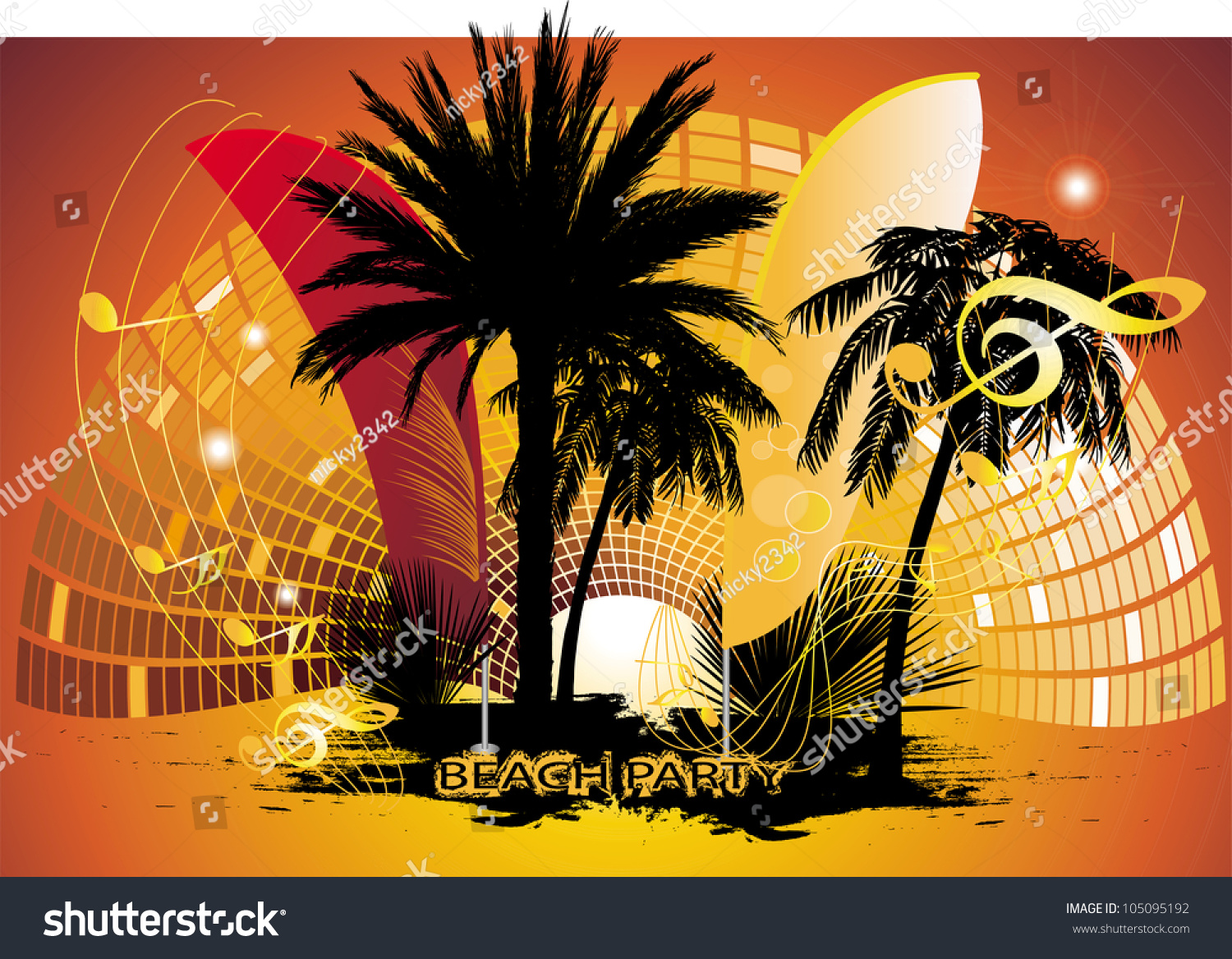 Beach Party Background Stock Vector Illustration 105095192 : Shutterstock