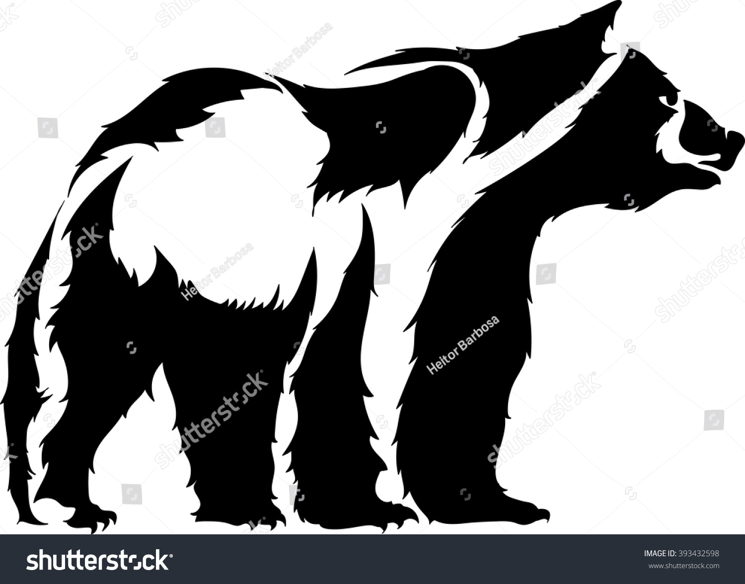 Bear Vector Silhouette - 393432598 : Shutterstock