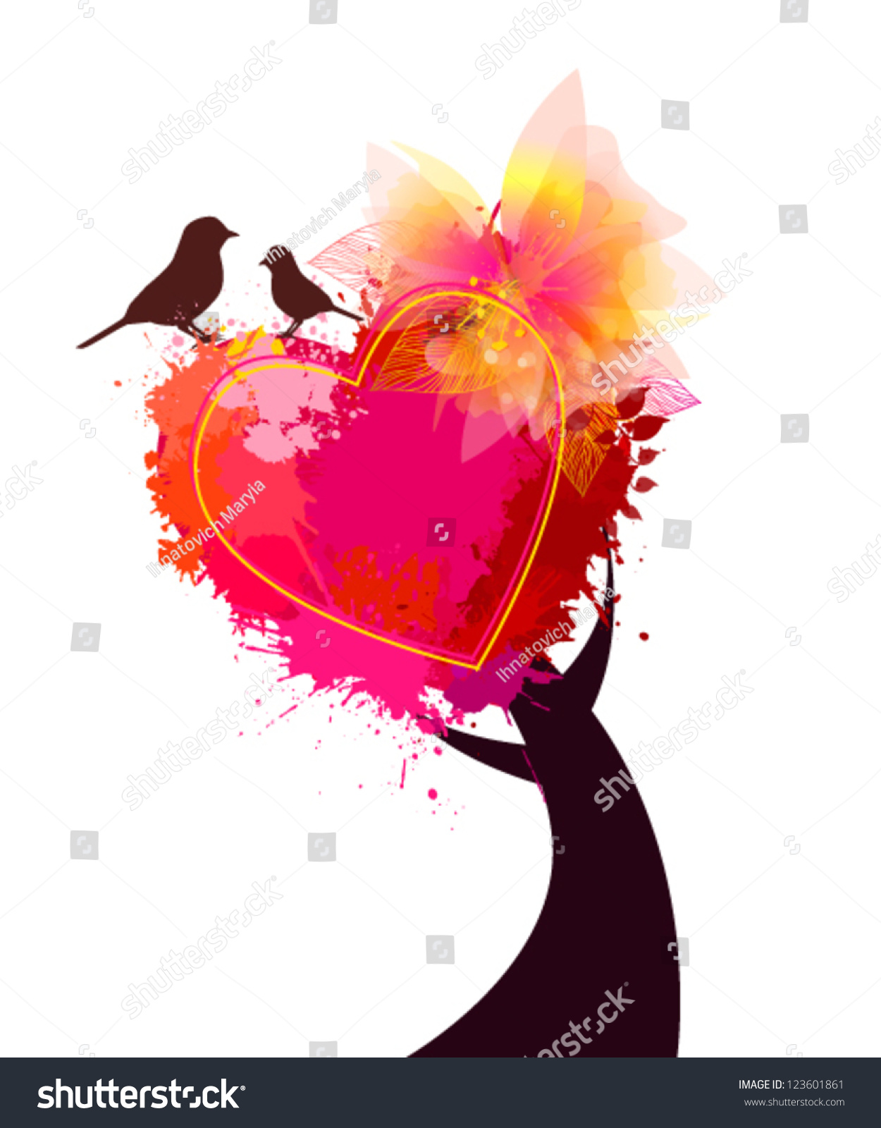 Beautiful Abstract Tree With Two Birds Stock Vector Beautiful Abstract Tree With Two Birds Stock Vector