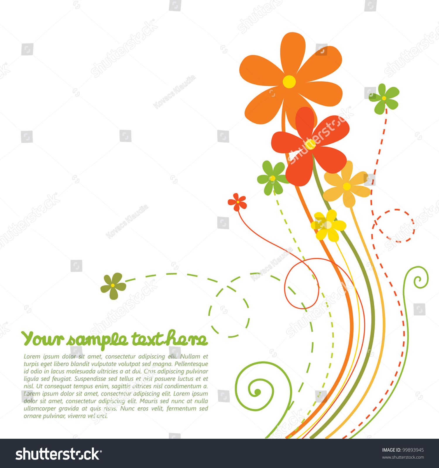 Beautiful Background With Spring Flowers Stock Vector Illustration