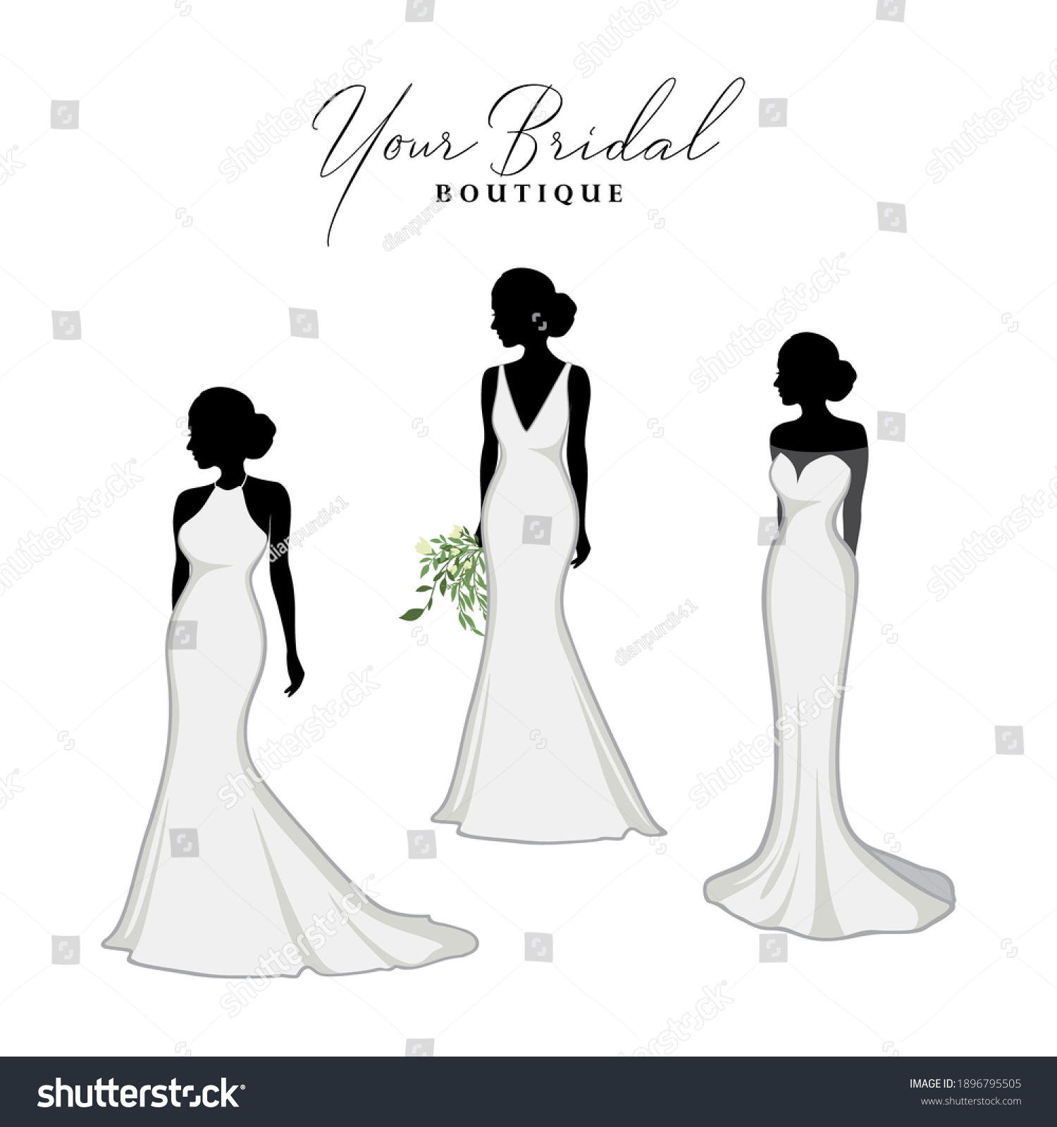 Beautiful Bridal Dress Boutique Logo Ideas Stock Vector Royalty Free Shutterstock