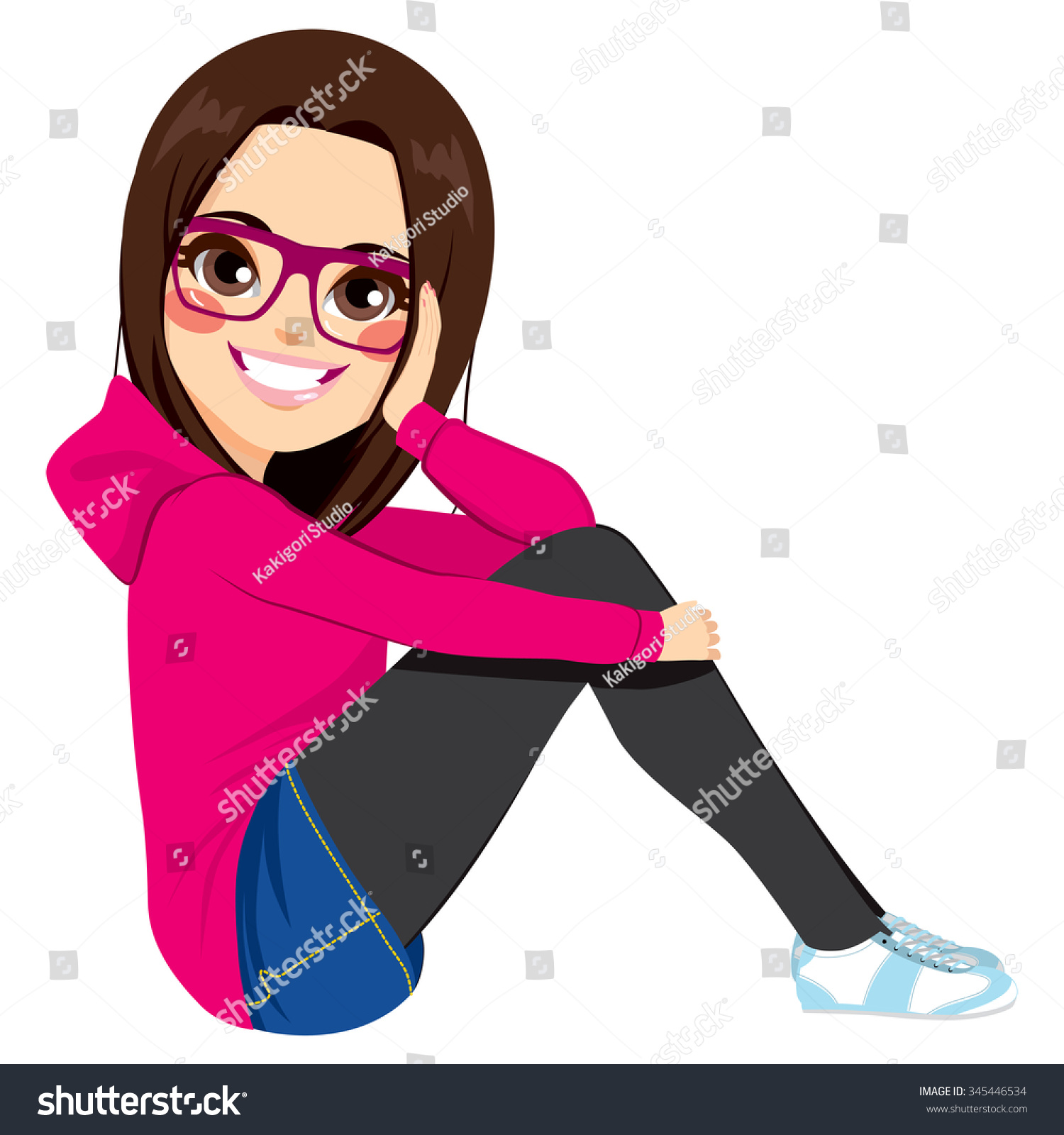 clipart girl with brown hair and glasses - photo #6