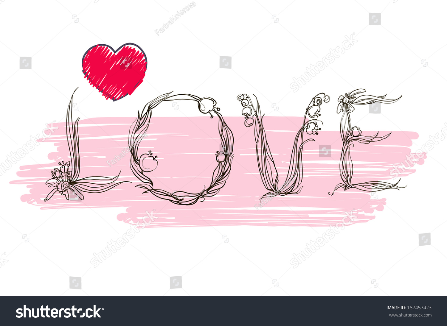 Beautiful Calligraphic Drawing Love Words Illustration Of The Word Love