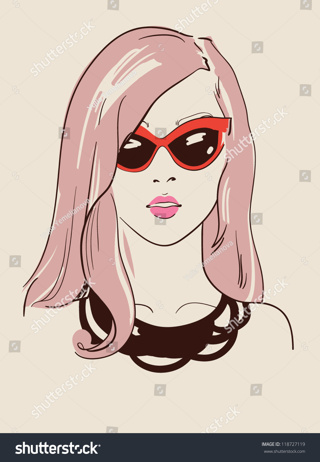 Beautiful Fashion Woman In Glasses Vector Illustration Eps 10 118727119 Shutterstock 9784