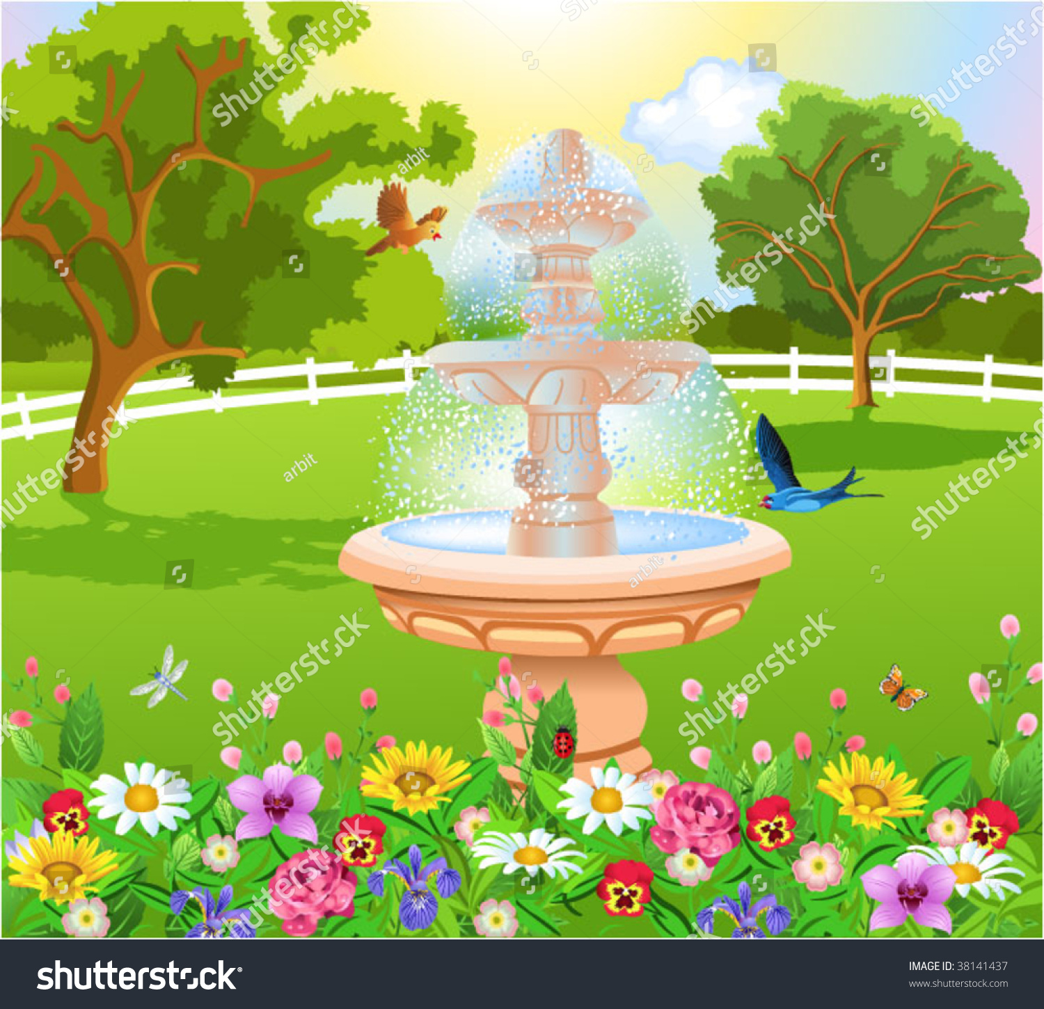 clipart of house with garden - photo #47