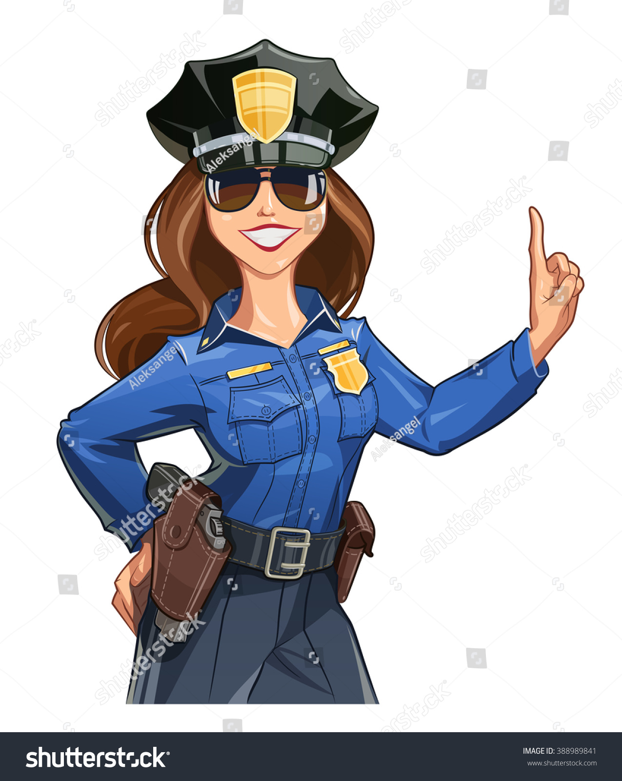 Beautiful Girl Policeofficer Uniform Vector Illustration Stock Vector 388989841 Shutterstock 
