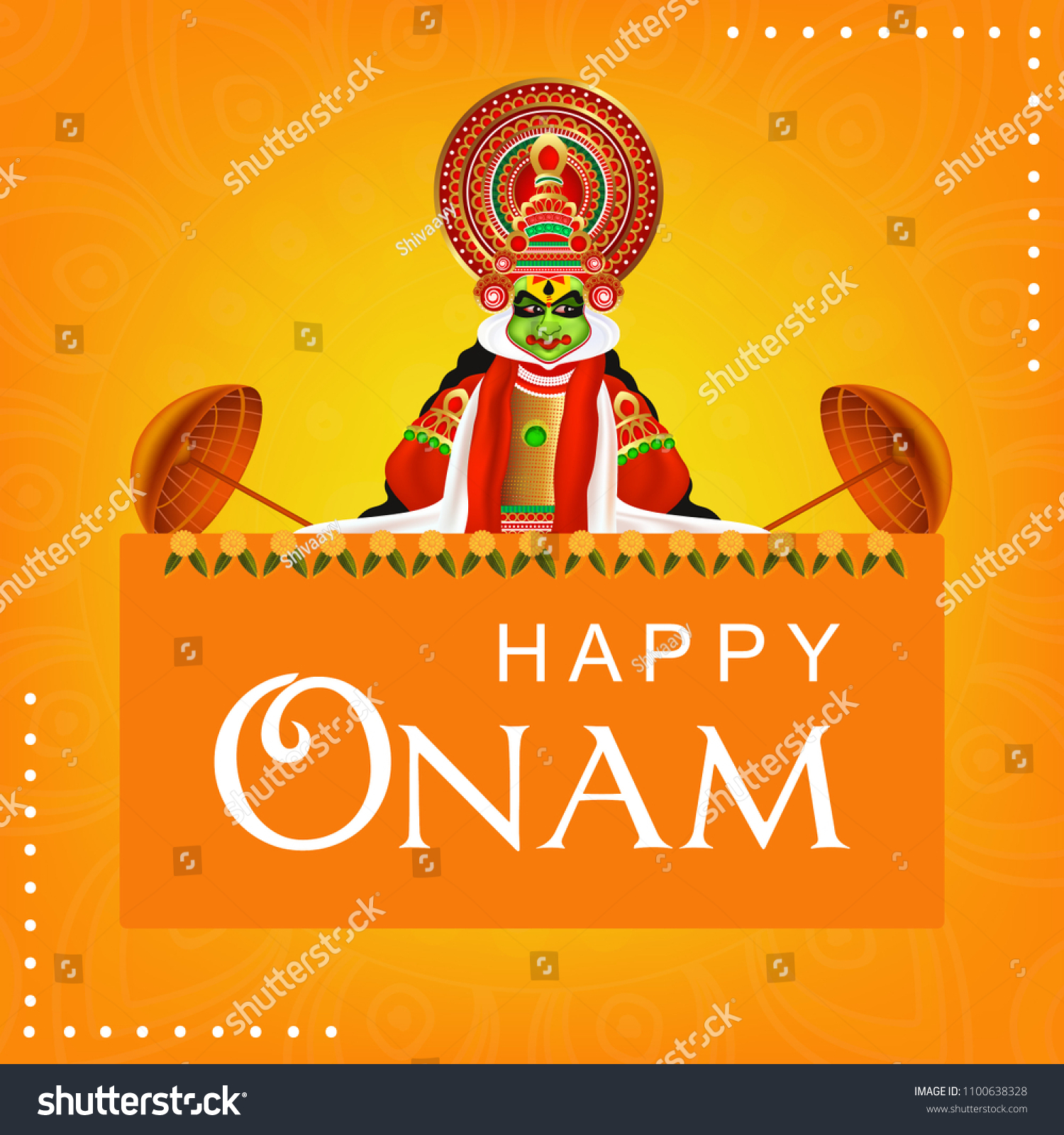 Beautiful Kathakali Dancer On Shiny Wallpaper Stock Vector Royalty