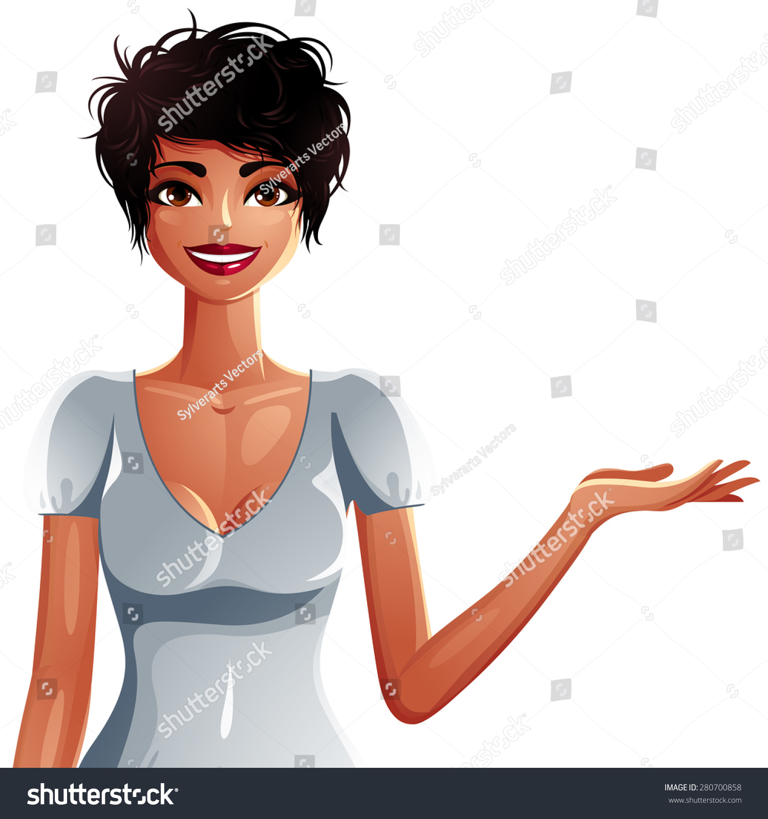 Beautiful Lady Illustration Upper Body Portrait Stock Vector 280700858