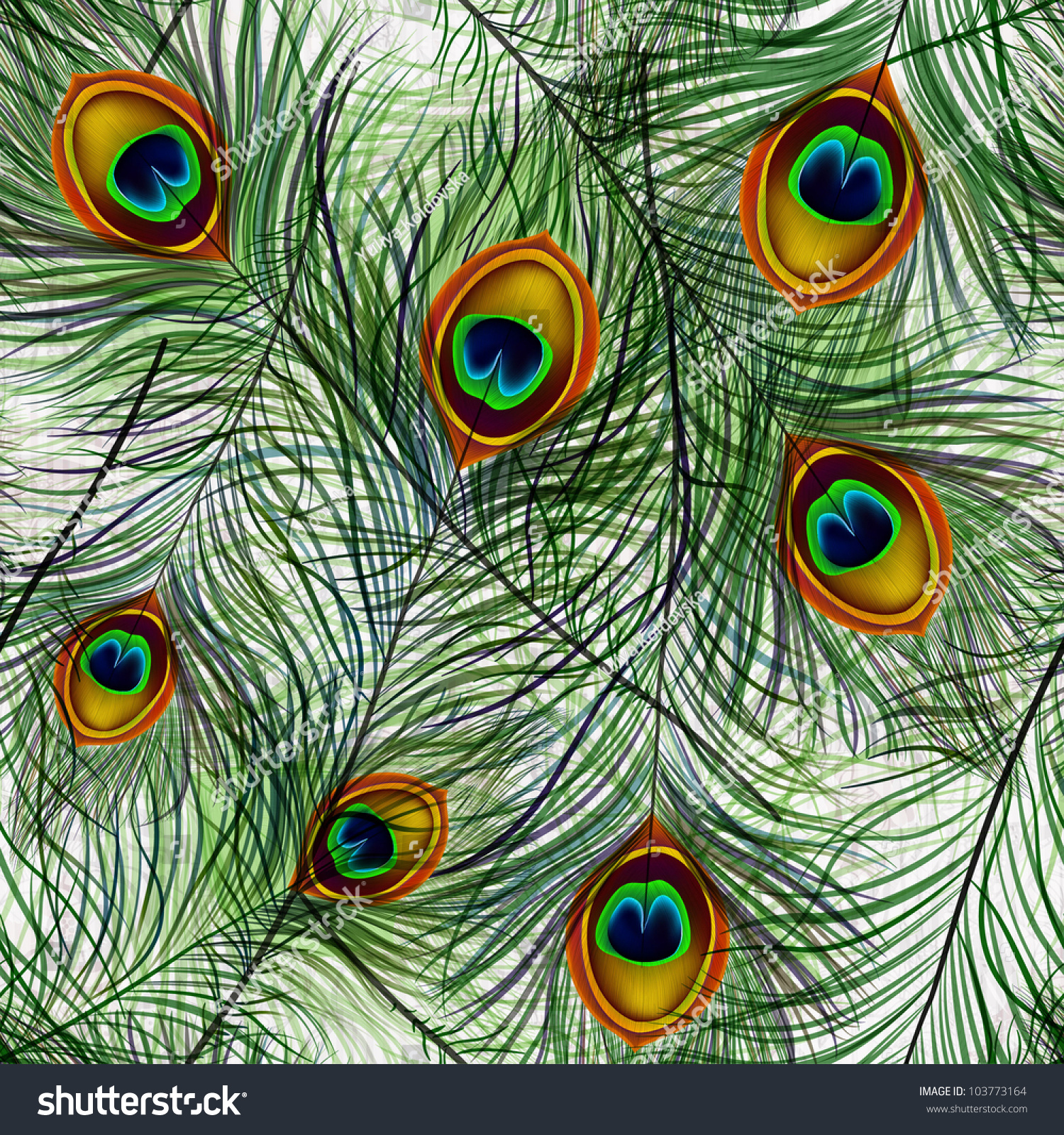 Beautiful Vector Seamless Pattern Peacock Feathers Stock Vector 103773164 Shutterstock 4813