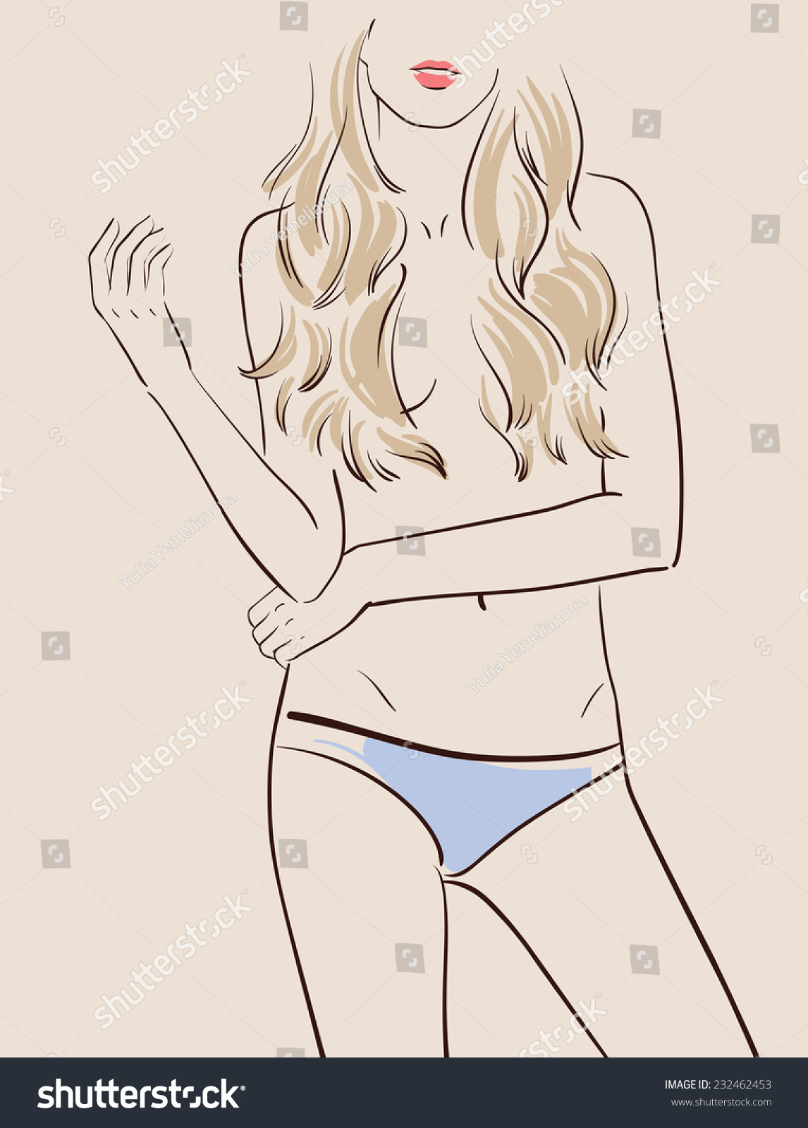 Beautiful Woman Body Bikini Vector Illustration Stock Vector Royalty