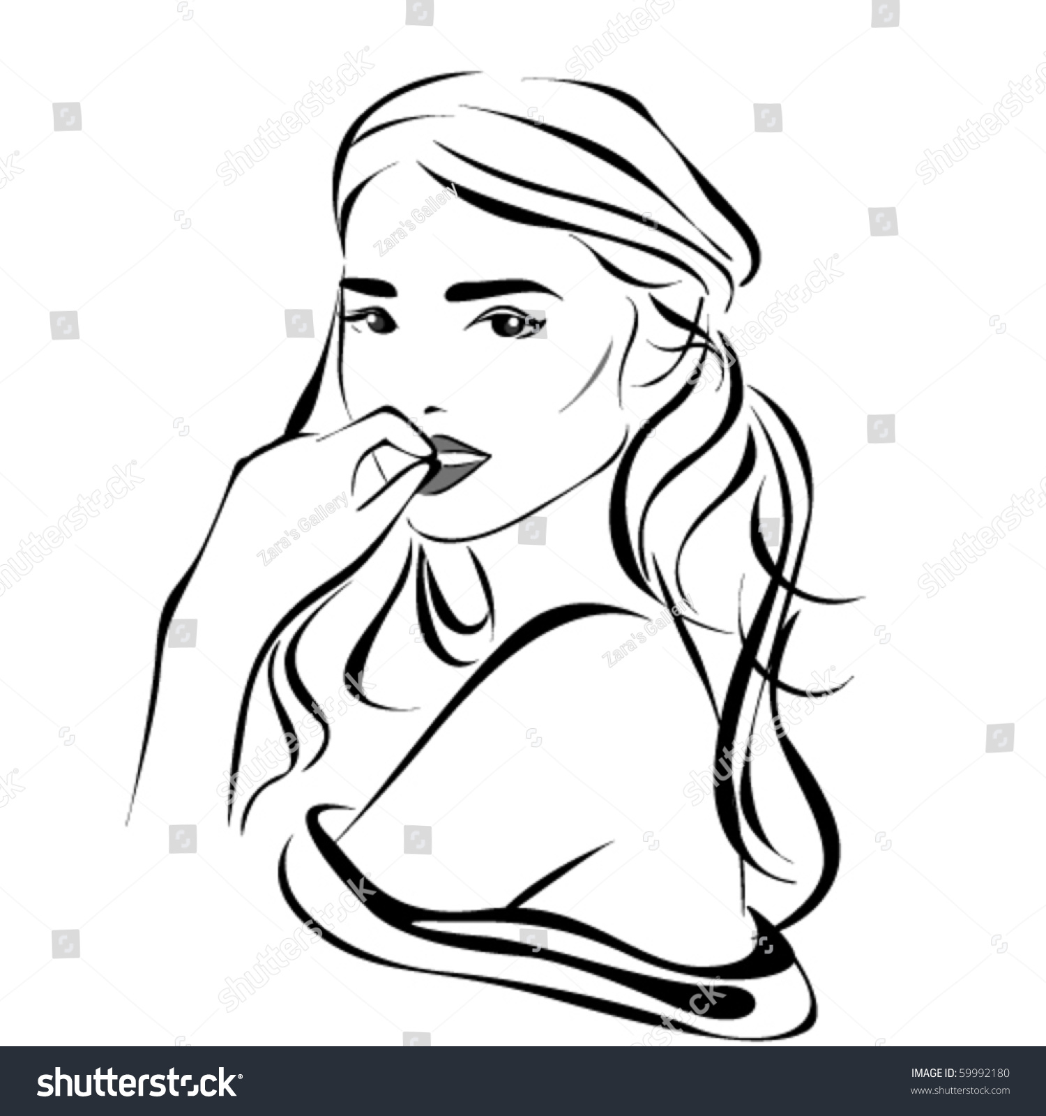 Beautiful Woman Face Close-Up. Vector Silhouette. - 59992180 : Shutterstock