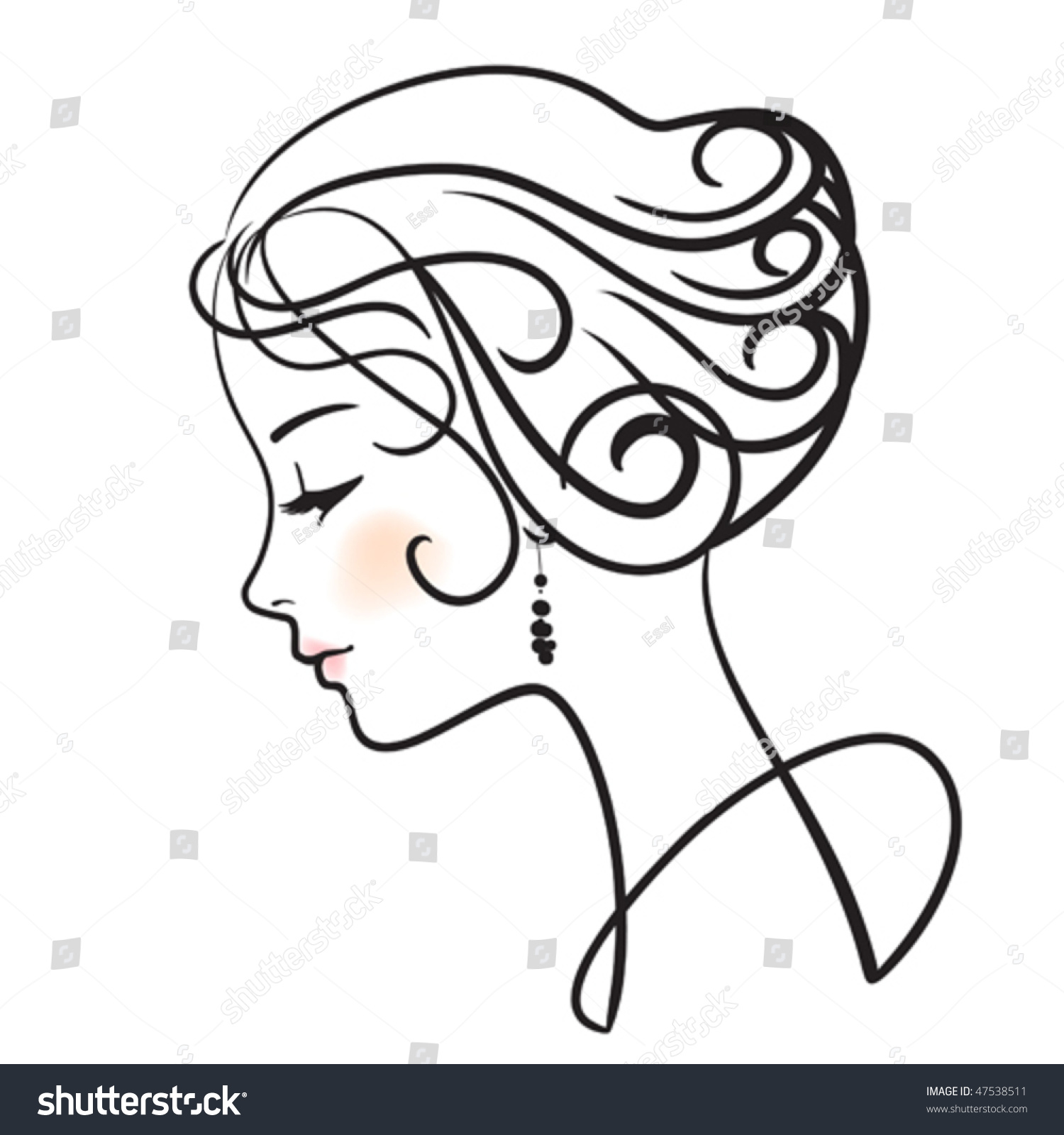 Beautiful Woman Face Vector Illustration 47538511 Shutterstock 5855