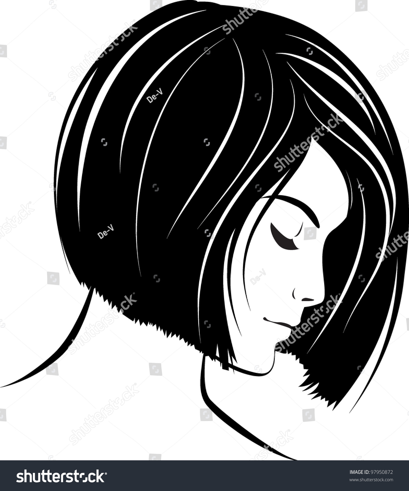 Beautiful Woman Face. Vector Illustration. - 97950872 : Shutterstock