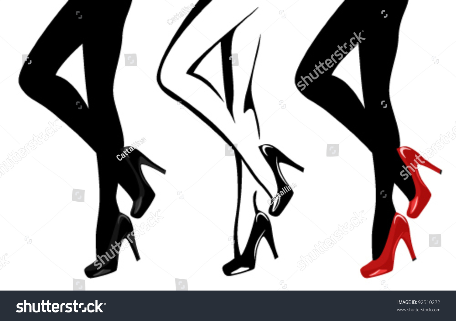 Beautiful Women Legs Wearing Highheeled Shoes Stock Vector 92510272 Shutterstock