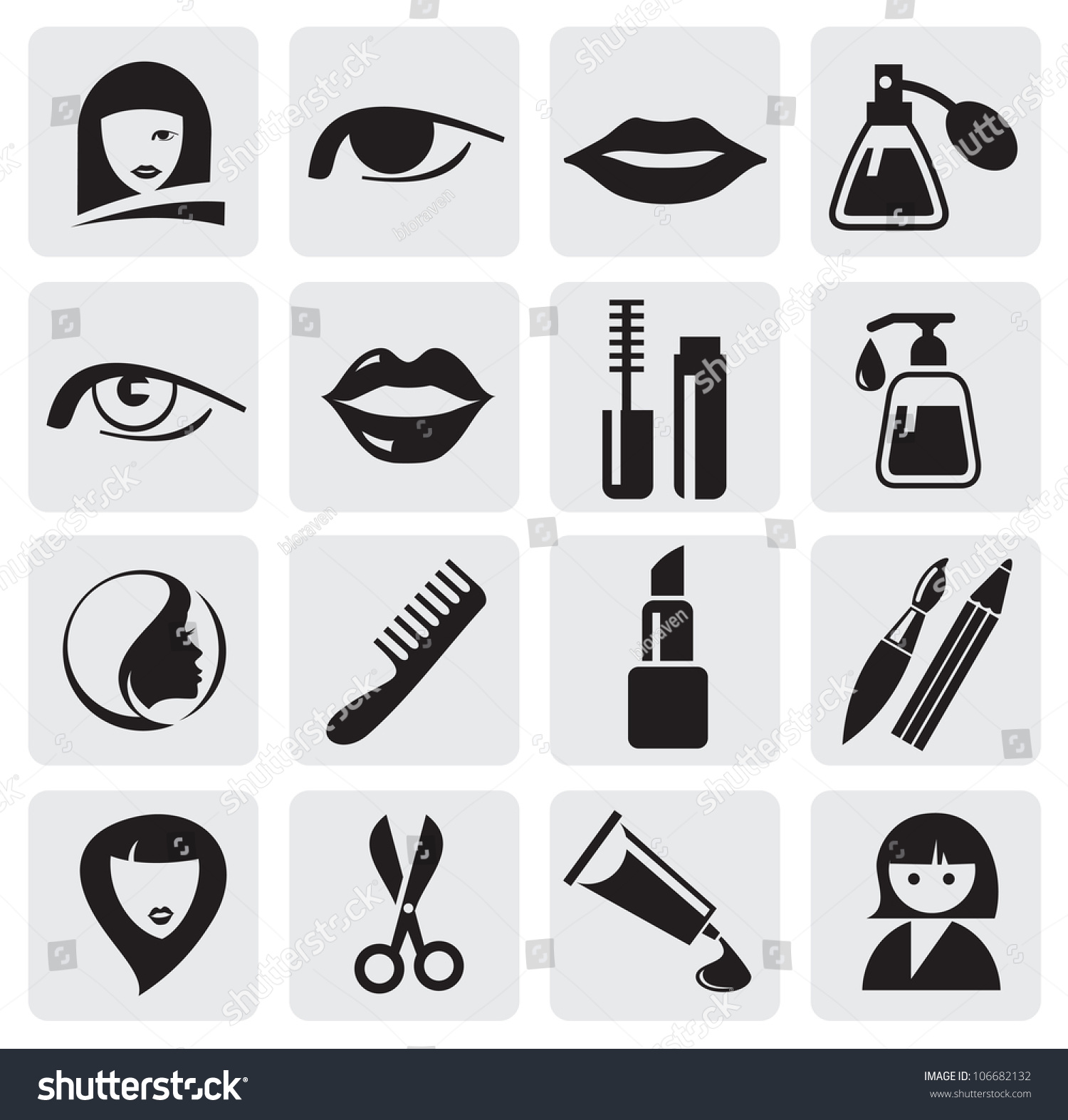 Beauty Icons Stock Vector 106682132 - Shutterstock