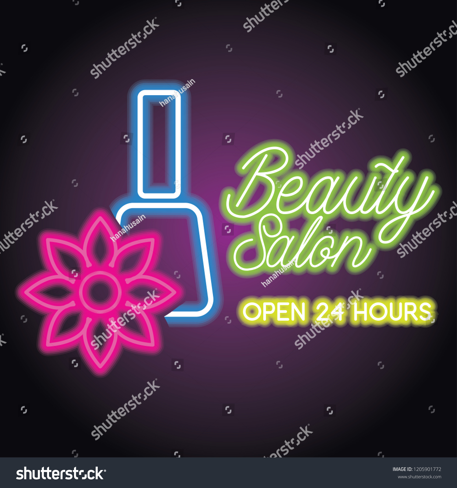 Beauty Salon Logo Neon Light Effect Stock Vector Royalty Free