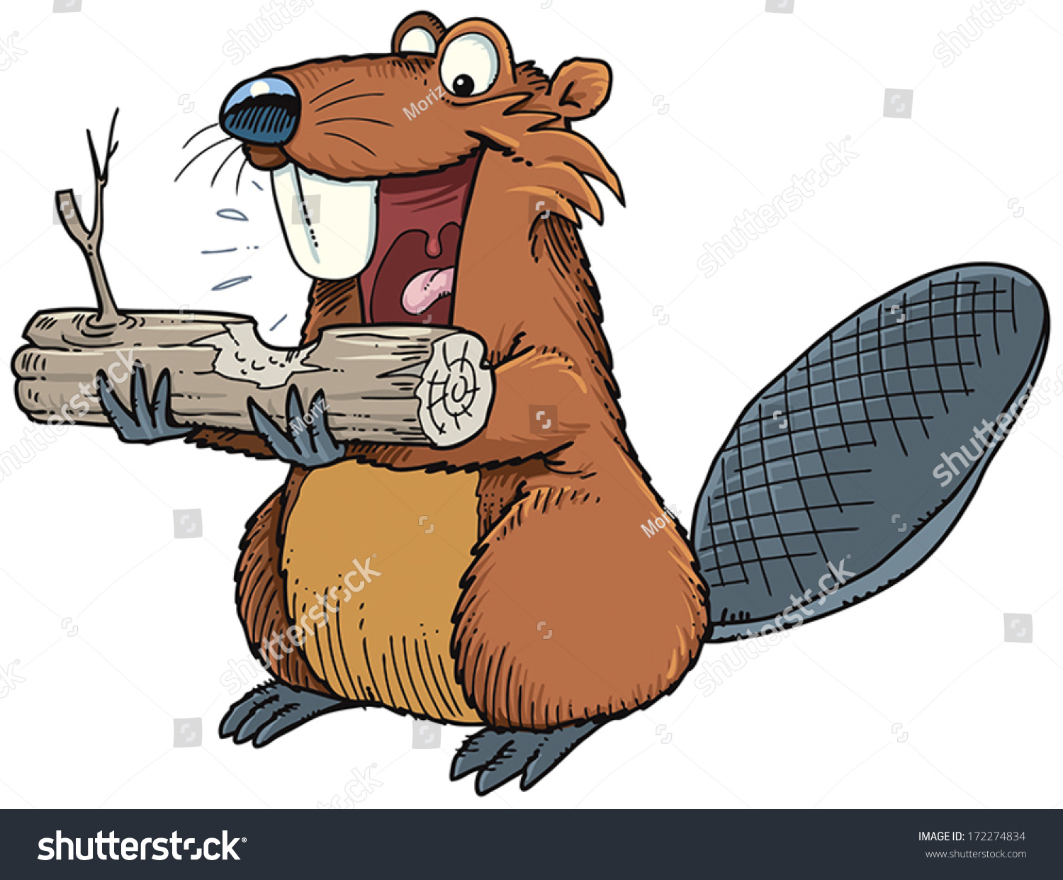 Beaver Gnawing Wood Stock Vector Illustration 172274834 Shutterstock