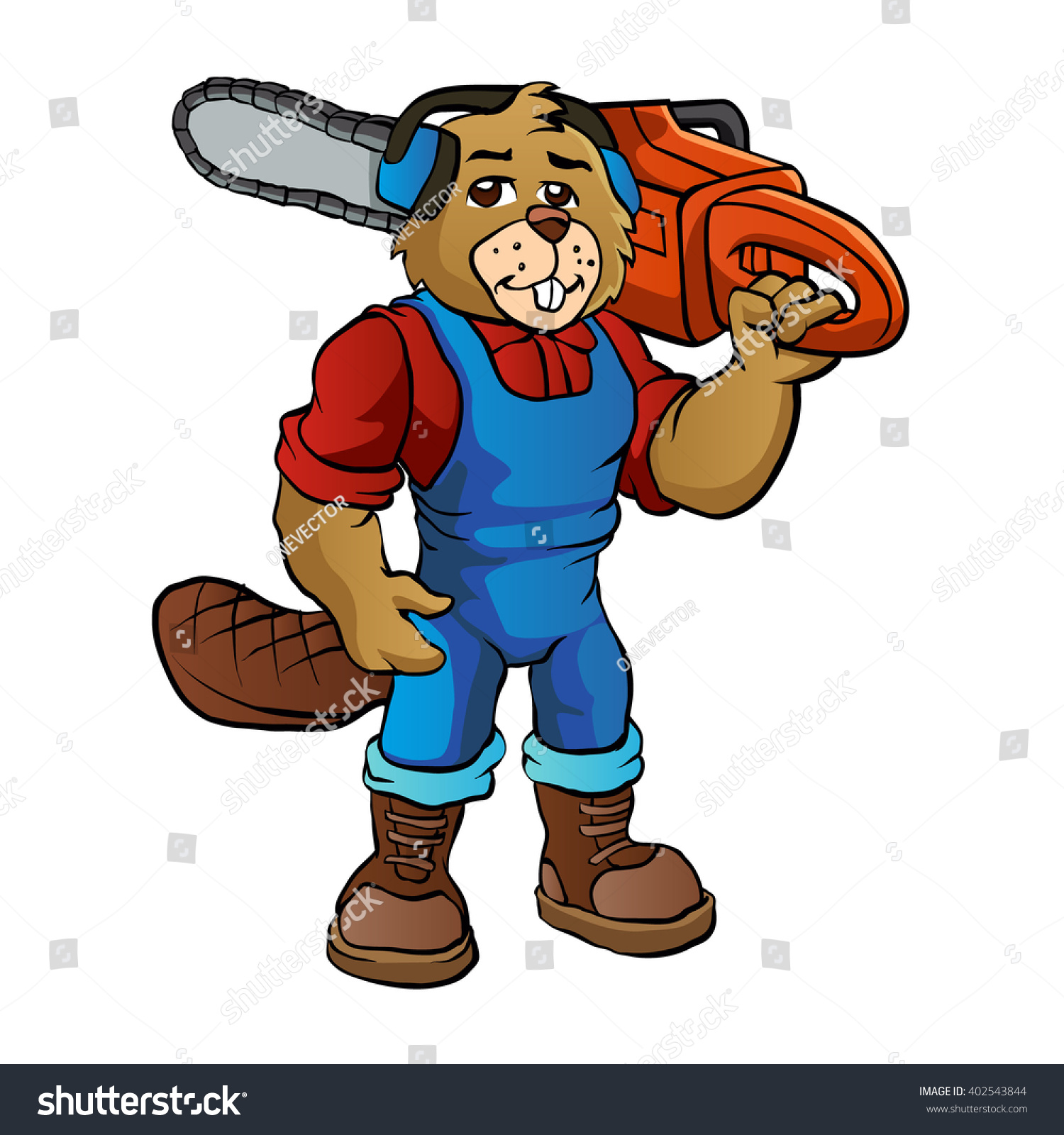 Beaver Lumberjack Cartoon Character Stock Vector Illustration 402543844