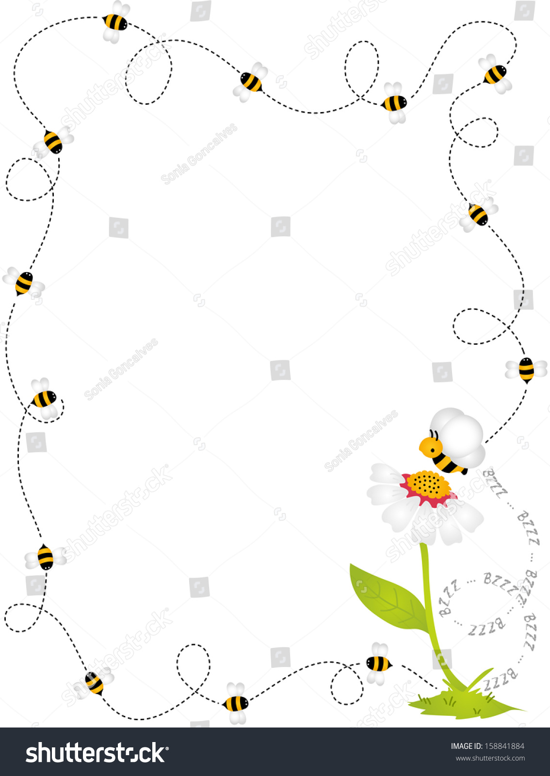 Bee Border Frame Stock Vector 158841884 Shutterstock