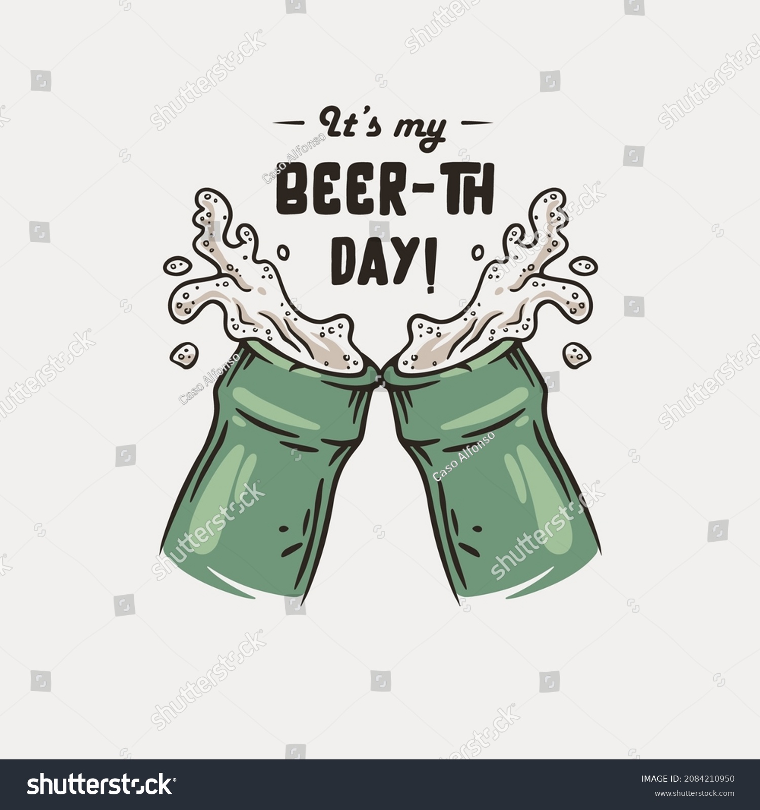 Beer Bottle Foam Print Original Brew Stock Vector Royalty Free