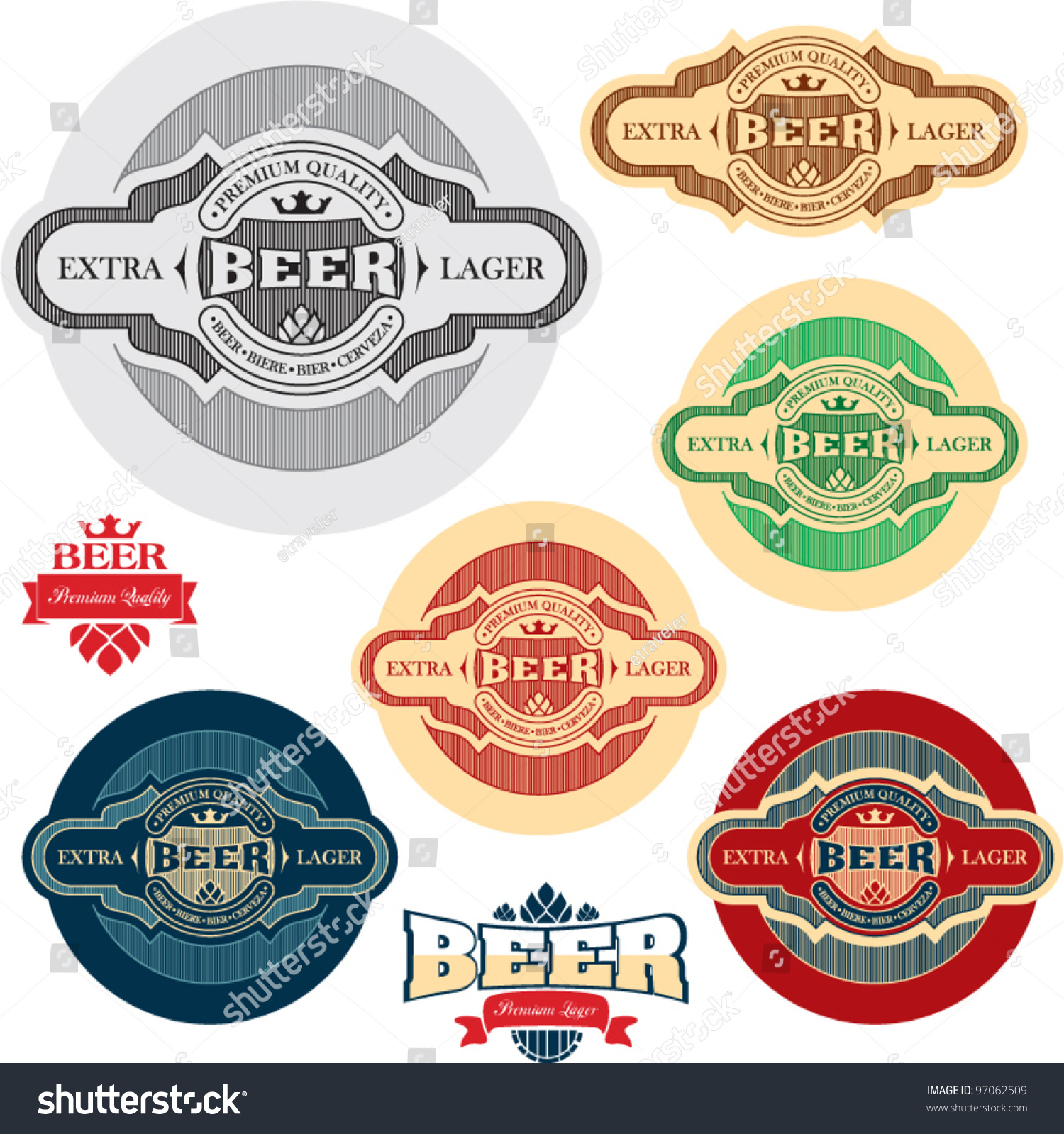 Beer Label. Alcohol Labels Set. Stock Vector Illustration 97062509 